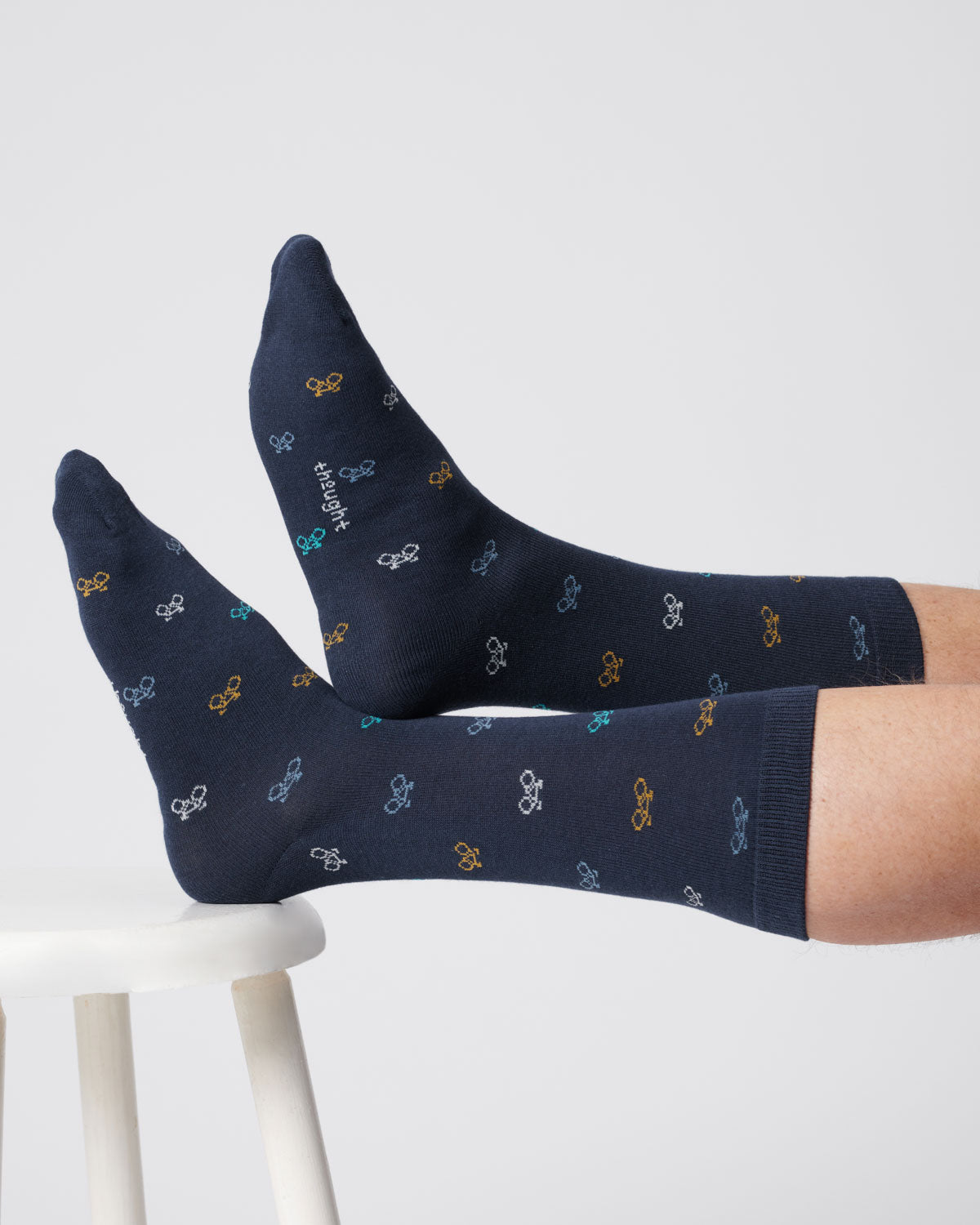 Mens Small Bike Bamboo Socks - Indigo Blue