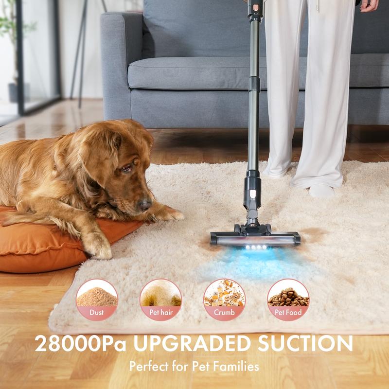 Cordless Vacuum Cleaner--H320, 28Kpa Powerful Suction, 380W Powerful Brushless Motor, 8-in-1 Lightweight Handheld Vacuum Cleaner
