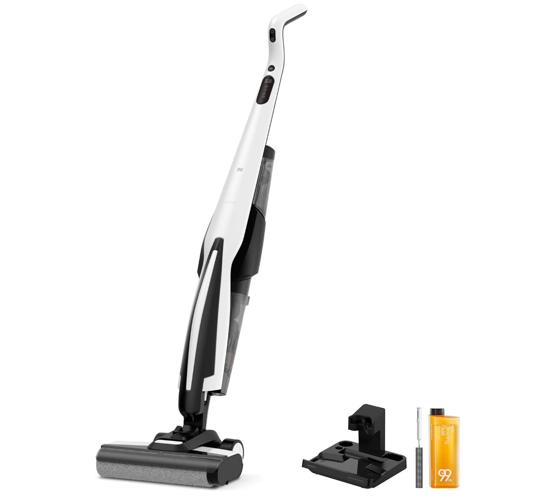 Wet Dry Vacuum Cleaners for Home 180°Lie-Flat Cordless Vacuum Mop All in One with Voice Prompts Edge Cleaning Self-Cleaning Vac Mop for Hard Floors Sticky Messes and Pet Hair Quick Cleanups