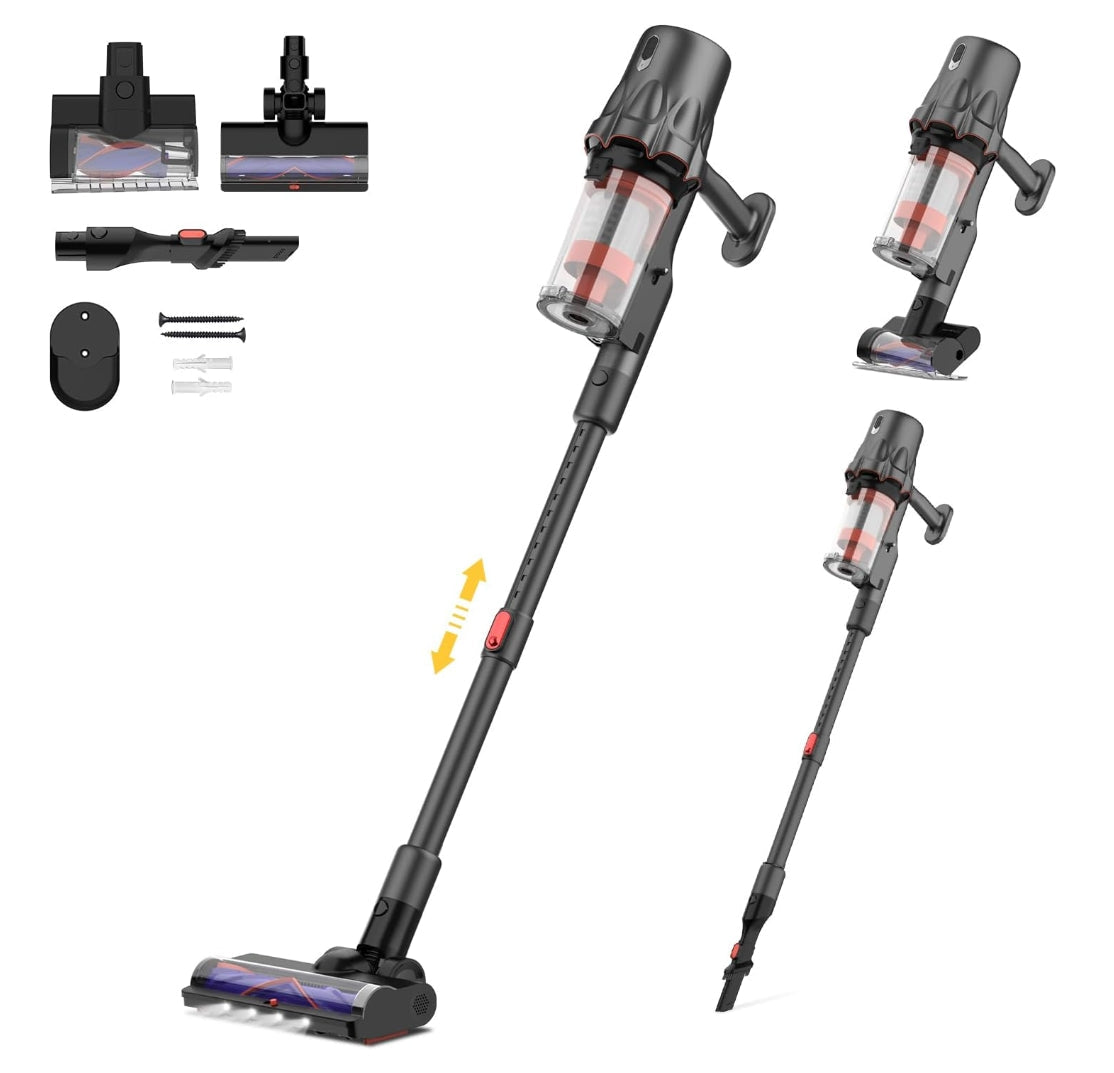 Cordless Stick Vacuum Cleaner, 240W Vacuum Cleaners, Anti-Tangle Cordless Vacuum Cleaner with HEPA Filter, Cordless Rechargeable Pet Hair Household Vacuum for Carpet, Hardwood, Tile, Couch