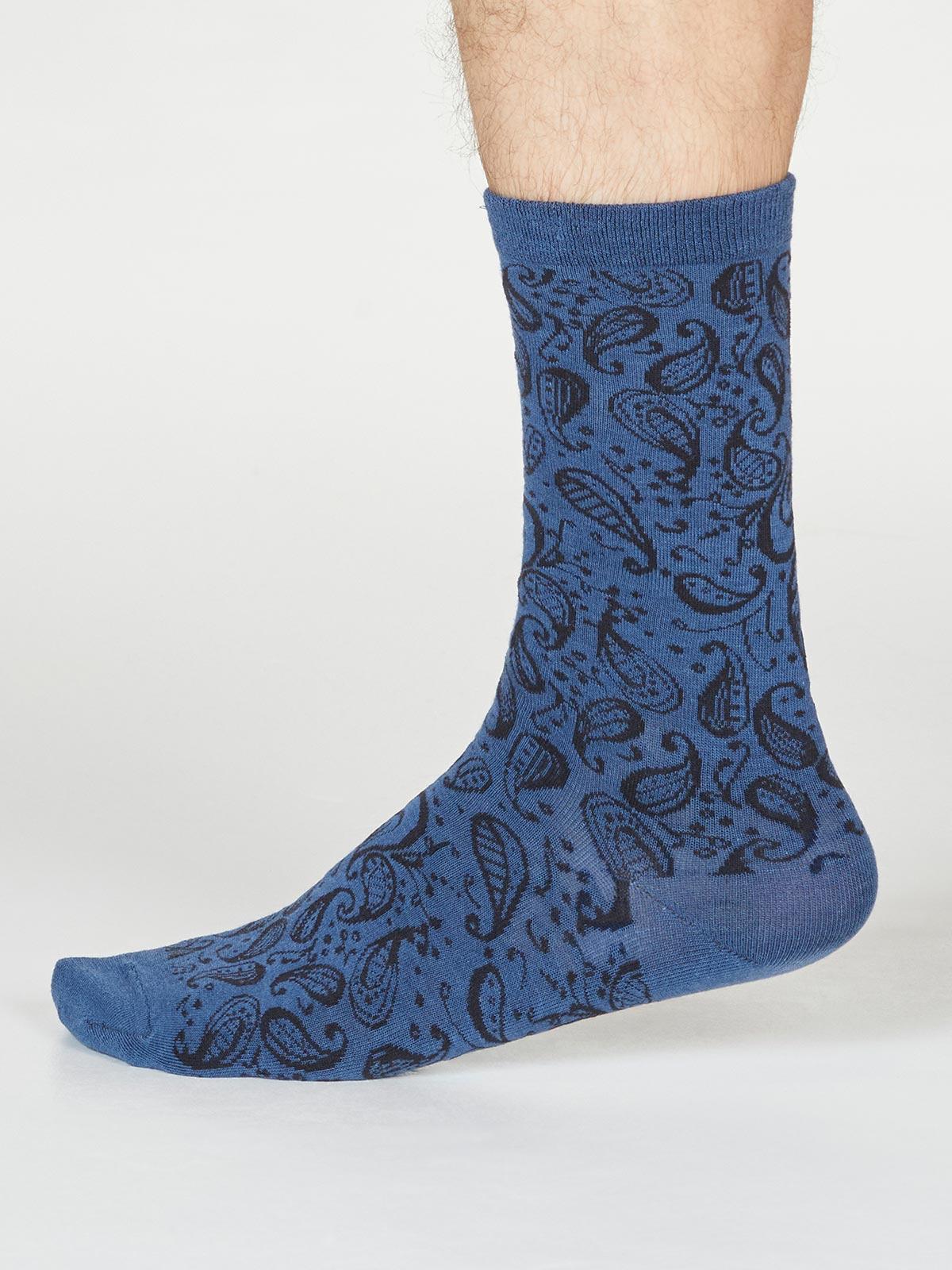 Larnard Paisley Socks - Blue Slate
