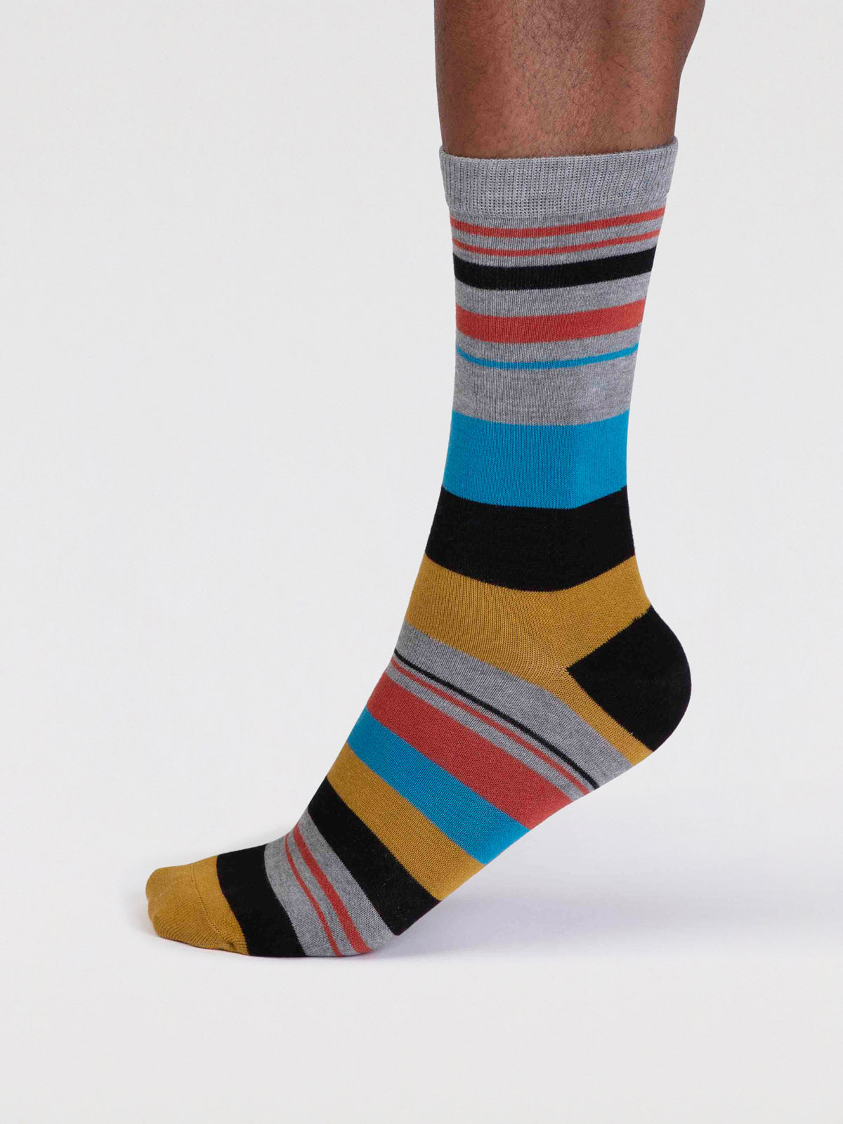 Maddock Bamboo Stripe Socks - Grey Marl