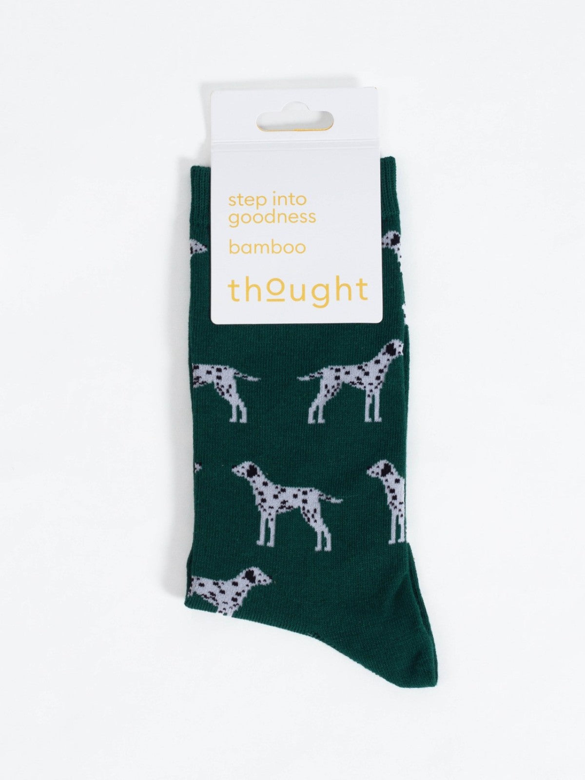 Doggy Bamboo Crew Socks - Green/Dalmatian