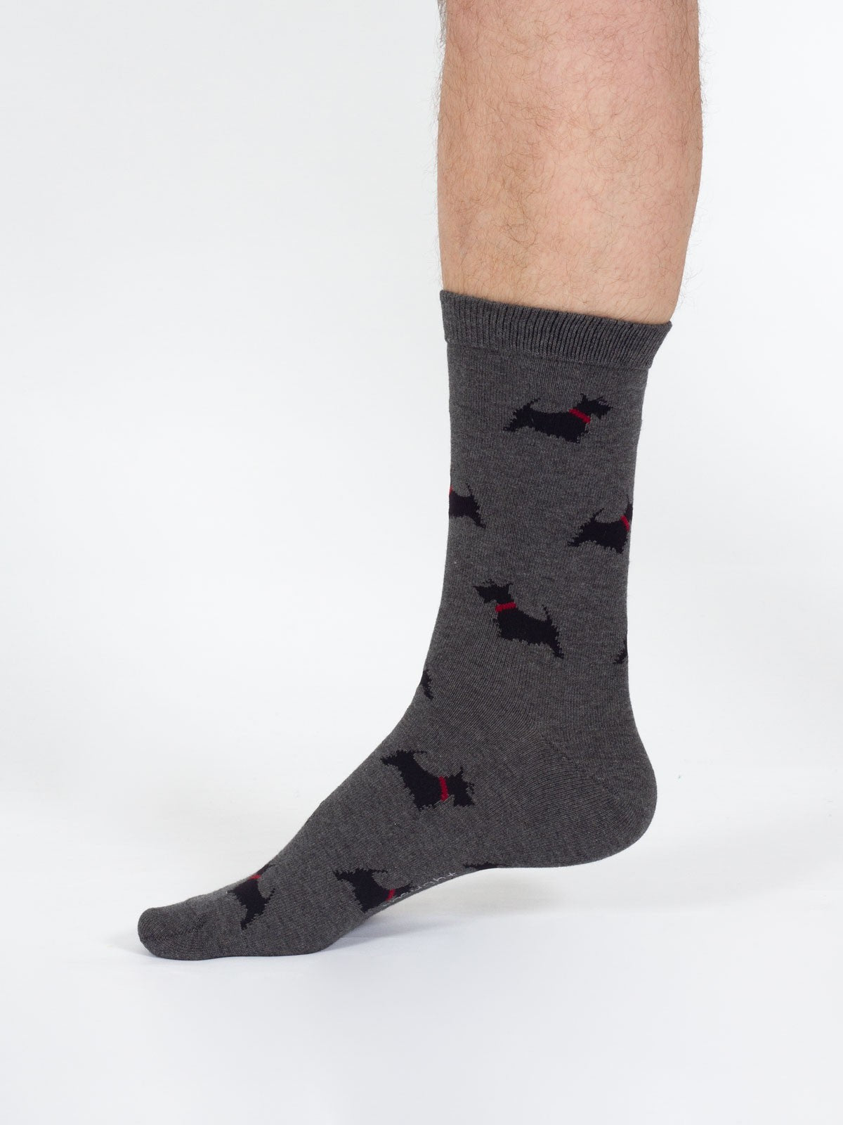 Doggy Bamboo Crew Socks - Grey/Scottish Terrier