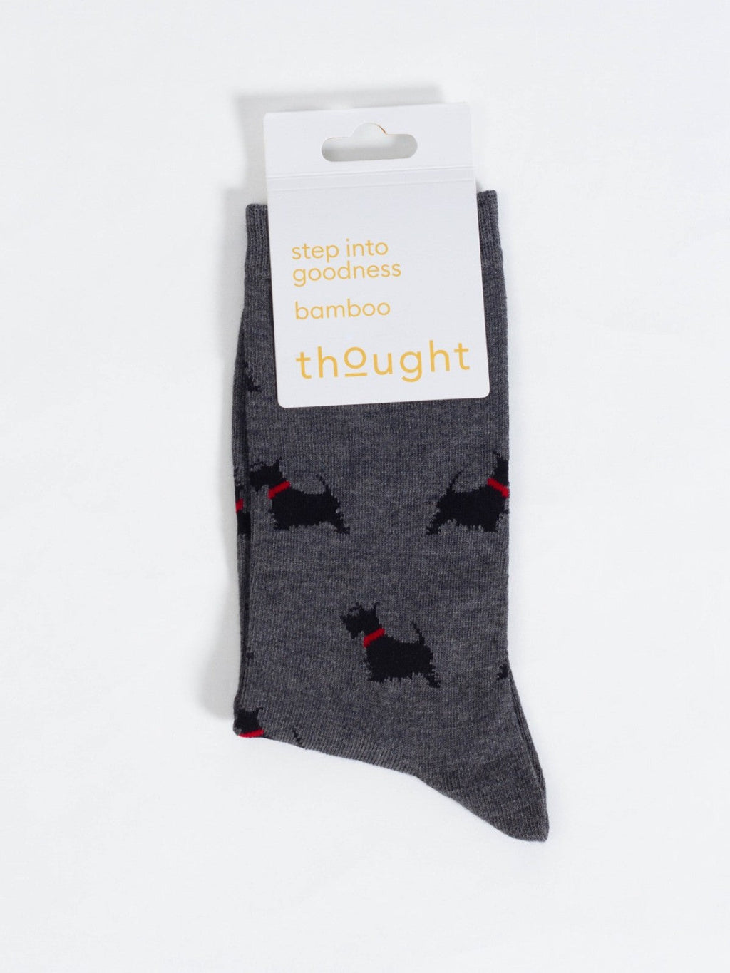 Doggy Bamboo Crew Socks - Grey/Scottish Terrier