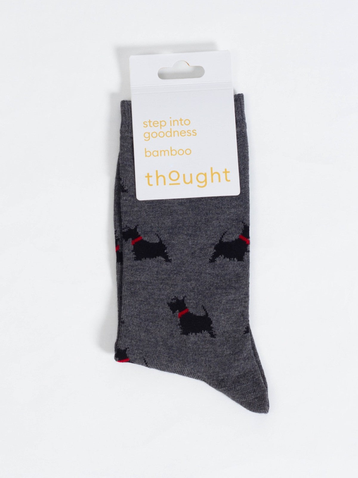 Doggy Bamboo Crew Socks - Grey/Scottish Terrier