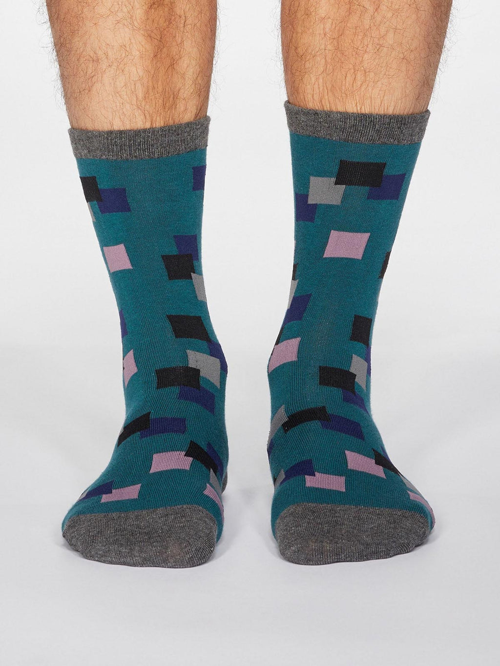 Evan Square Socks - Teal Green