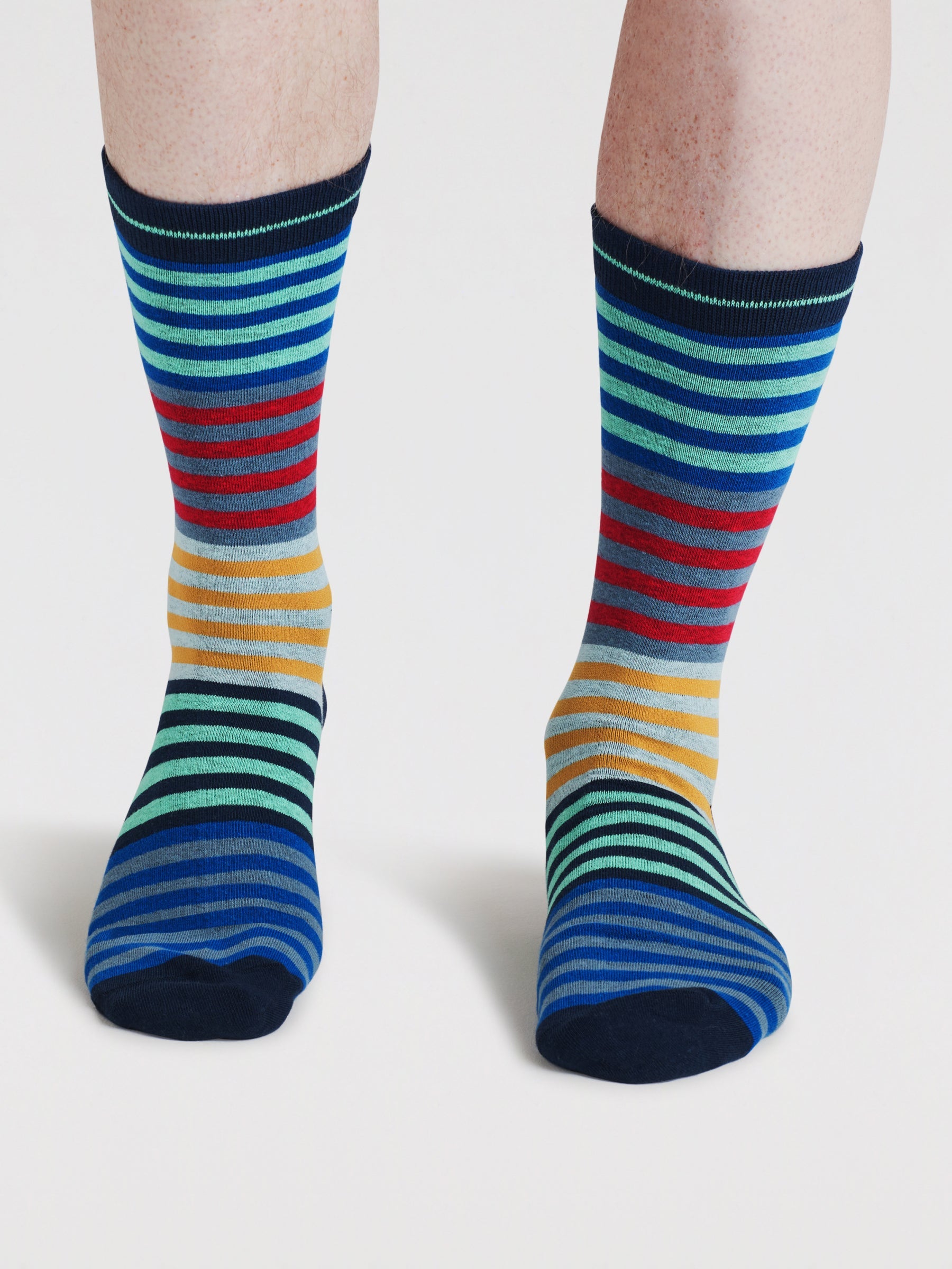 Mens Cline Stripe Spot Organic Cotton 3 Pack Socks - Multi