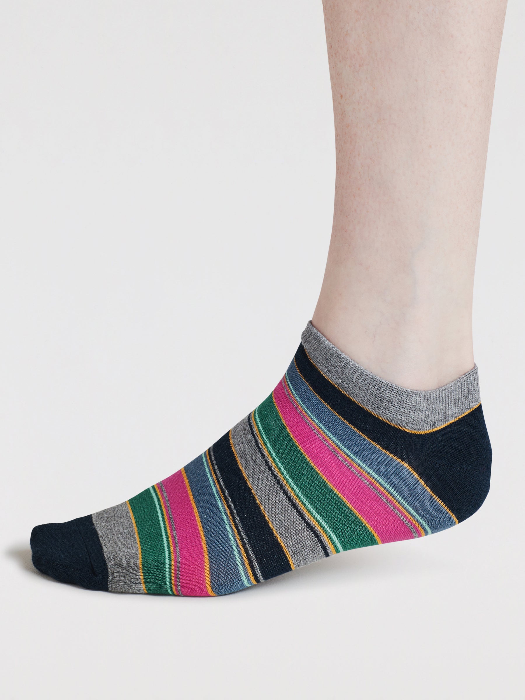 Mens Ady Bike & Stripe Bamboo 3 Pack Trainer Socks - Multi