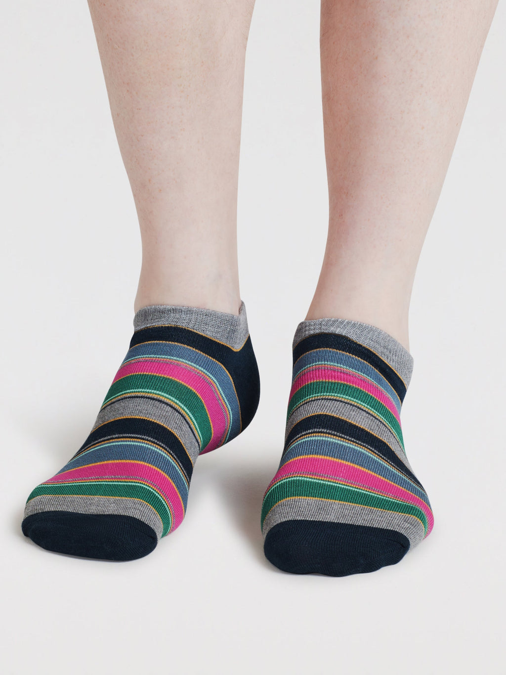 Mens Ady Bike & Stripe Bamboo 3 Pack Trainer Socks - Multi