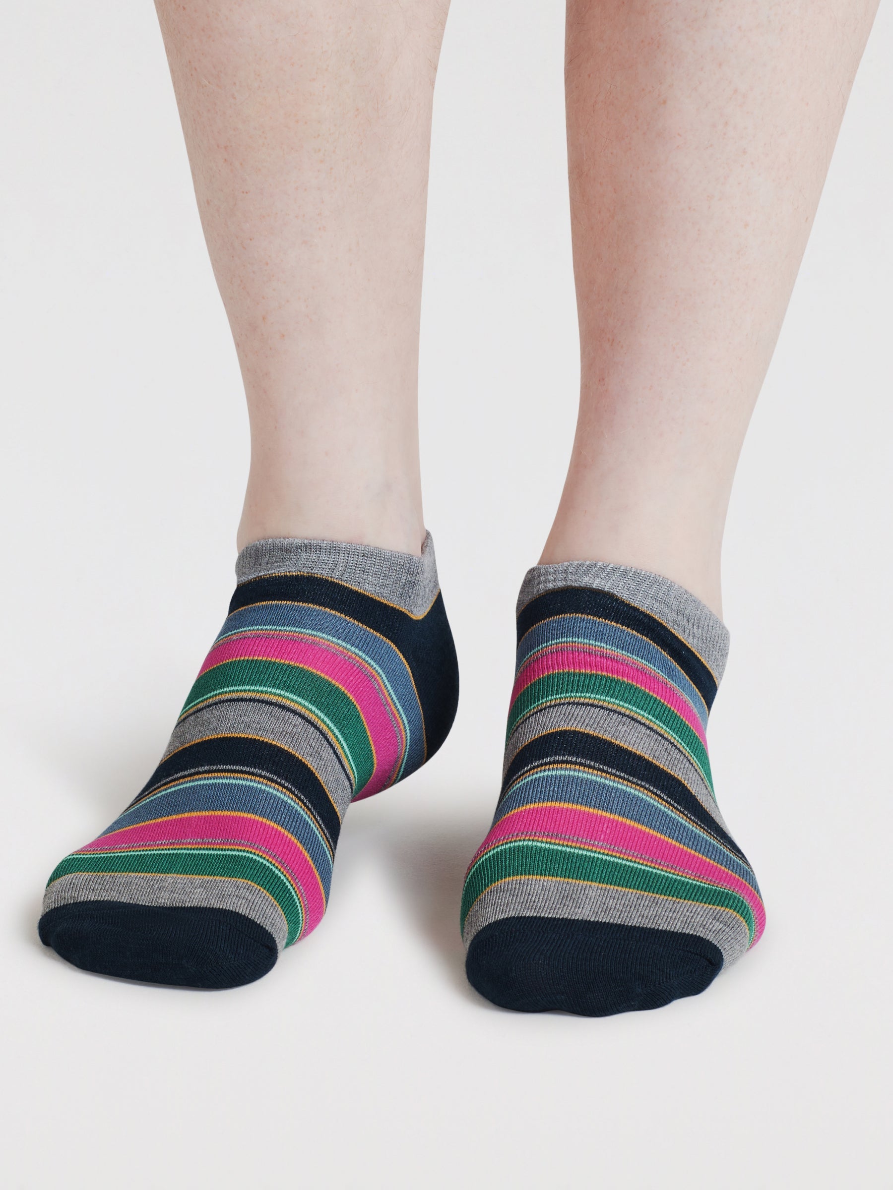 Mens Ady Bike & Stripe Bamboo 3 Pack Trainer Socks - Multi