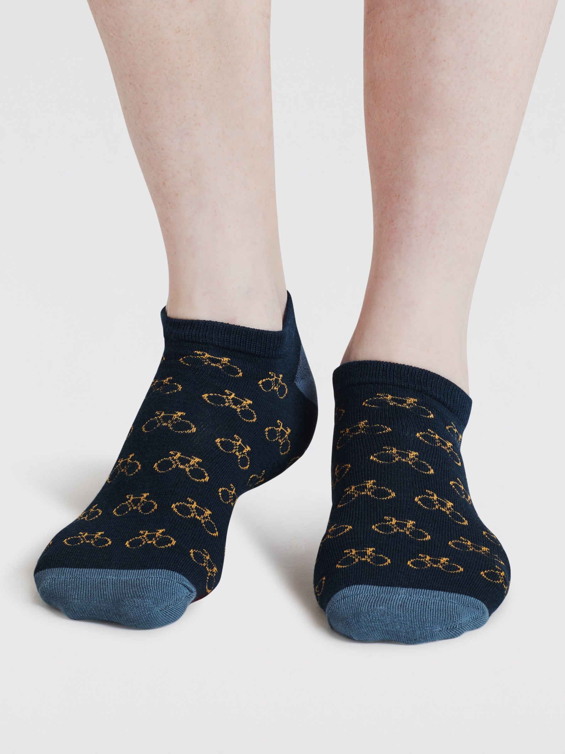 Mens Ady Bike & Stripe Bamboo 3 Pack Trainer Socks - Multi