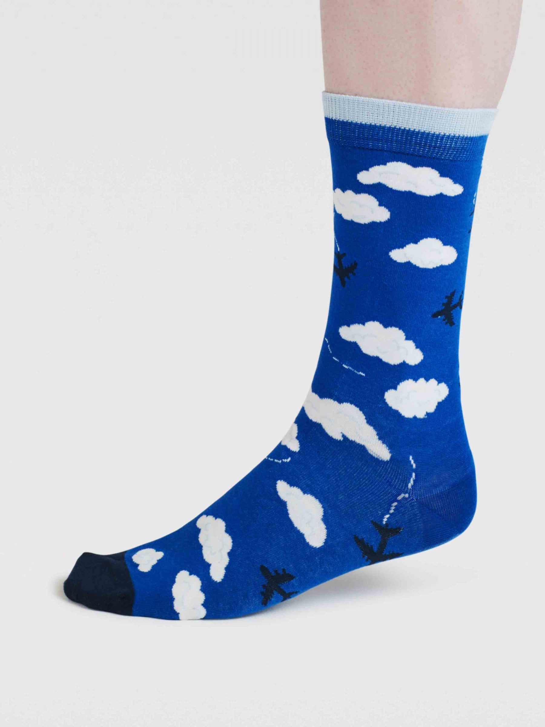 Pele Sky Balloon Organic Cotton 2 Socks Gift Bag - Cobalt Blue
