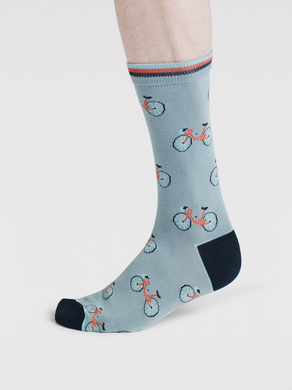 Mens Afon Bicycle Bamboo Socks Gift Bag - Dusty Blue