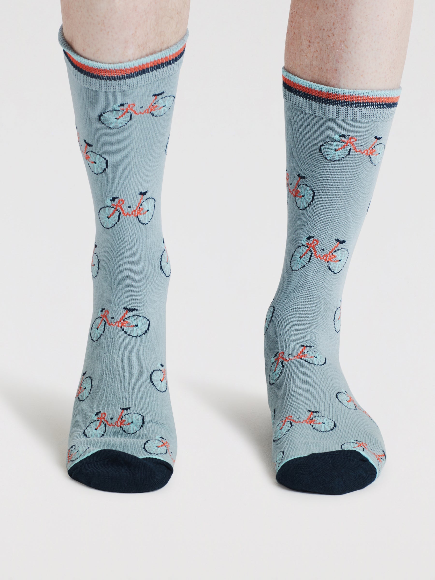 Mens Afon Bicycle Bamboo Socks Gift Bag - Dusty Blue