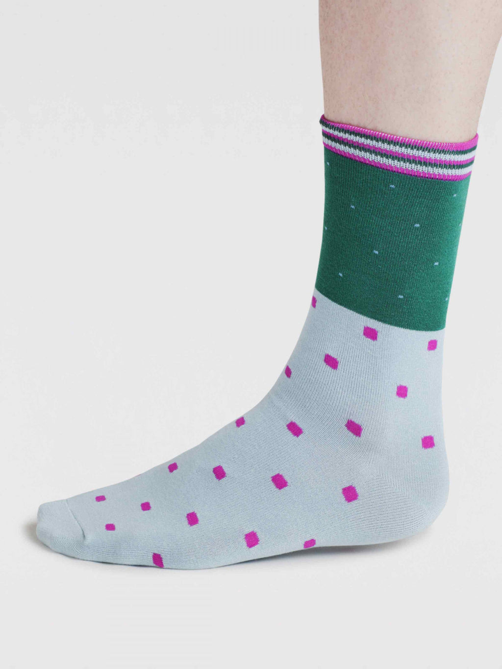 Falon Spot Bamboo Socks - Forest Green