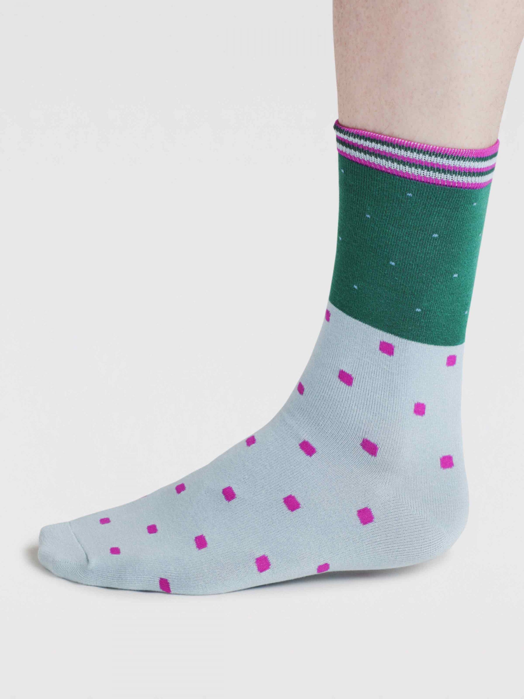 Falon Spot Bamboo Socks - Forest Green