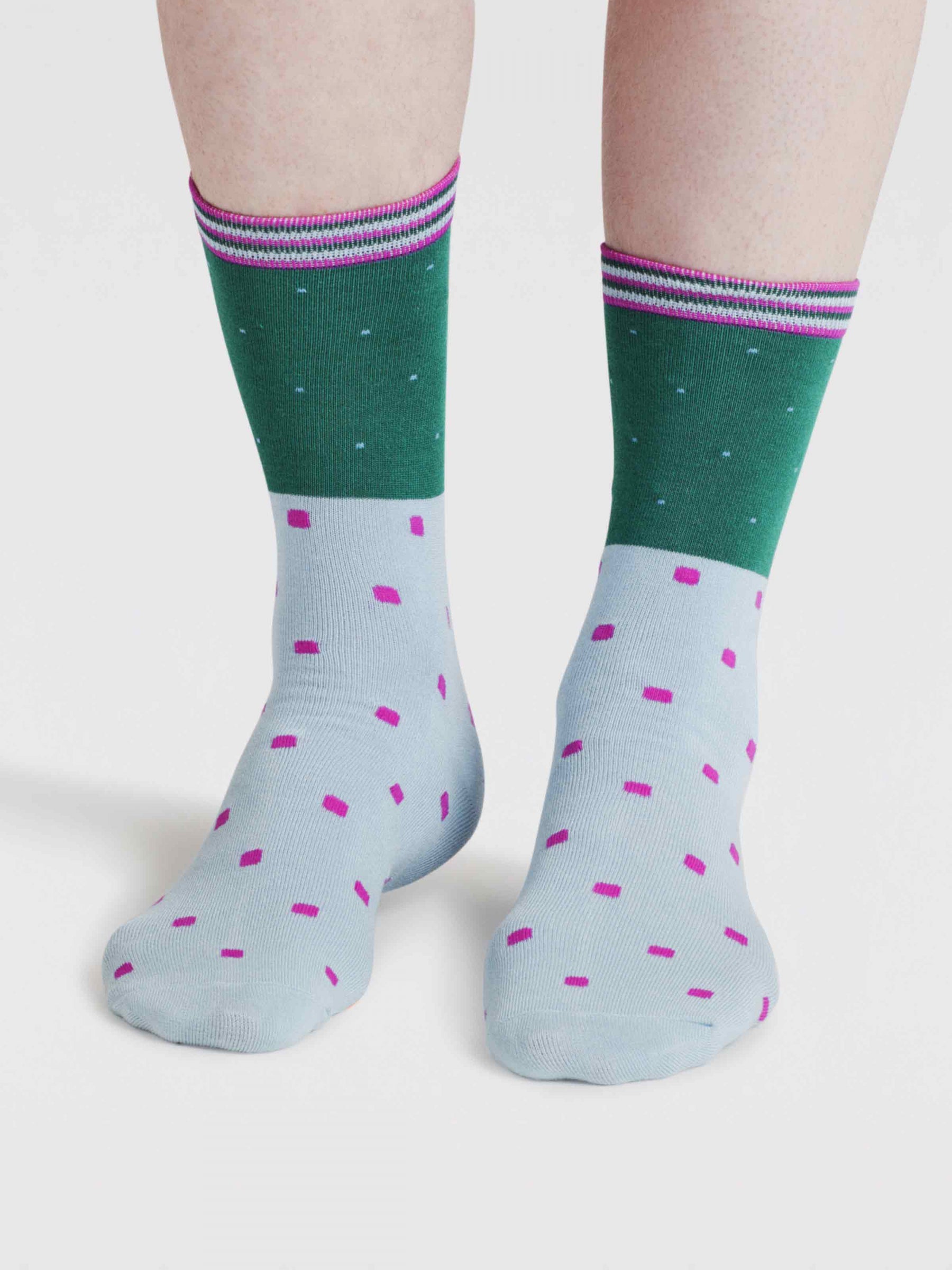 Falon Spot Bamboo Socks - Forest Green