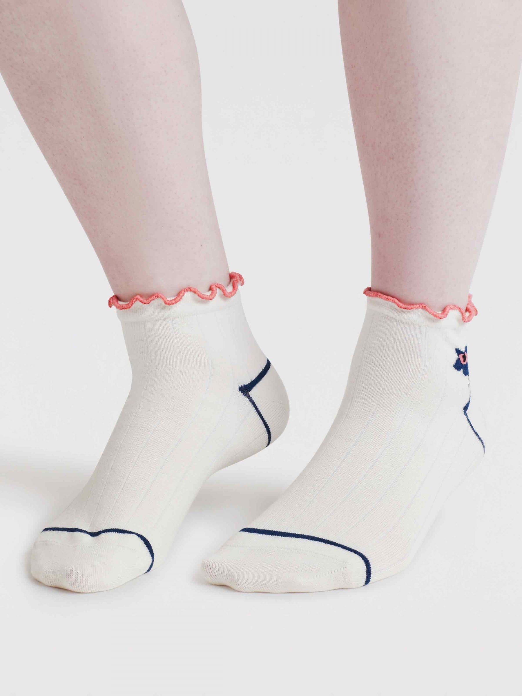 Elora Floral Bamboo Ankle Socks - Stone White