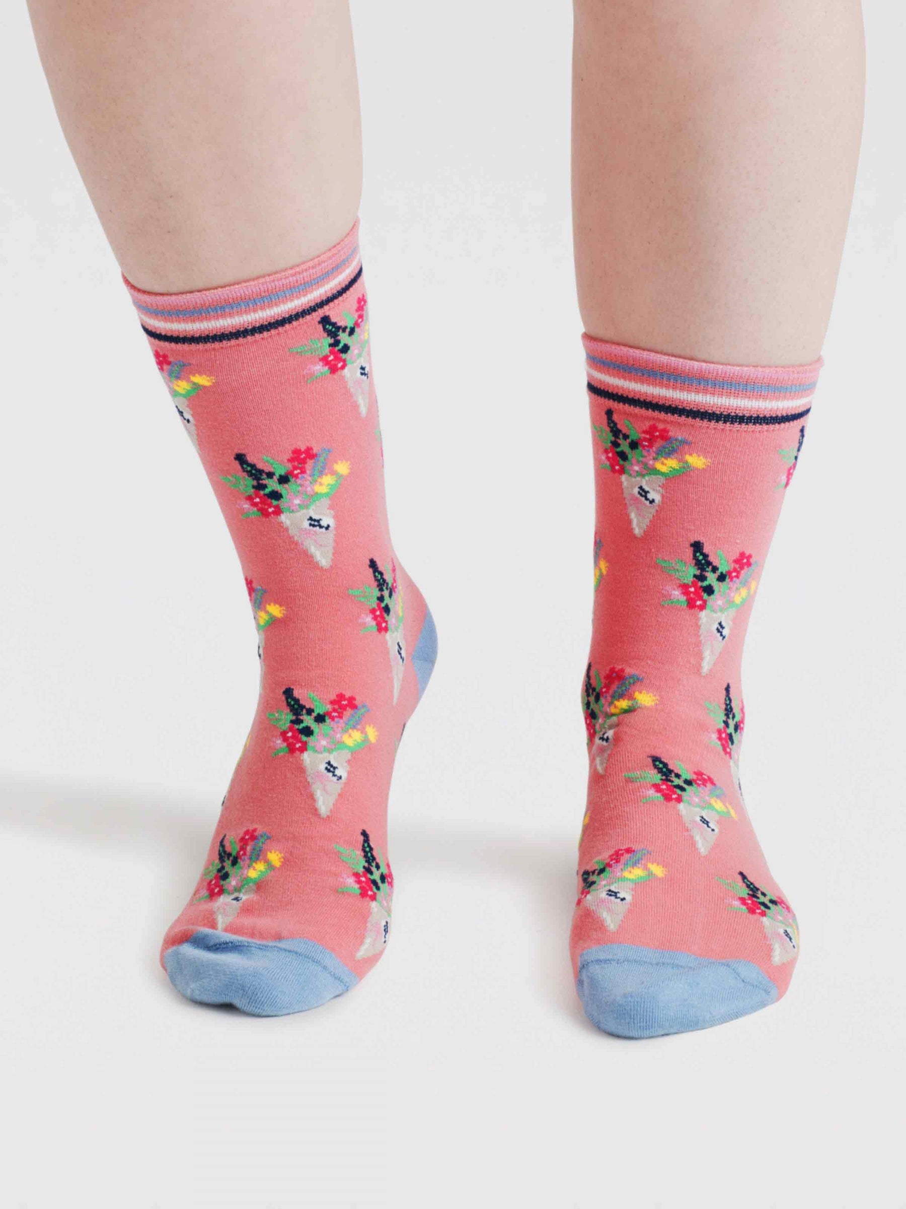 Ivie Floral Bouquet Organic Cotton Socks - Earthy Pink