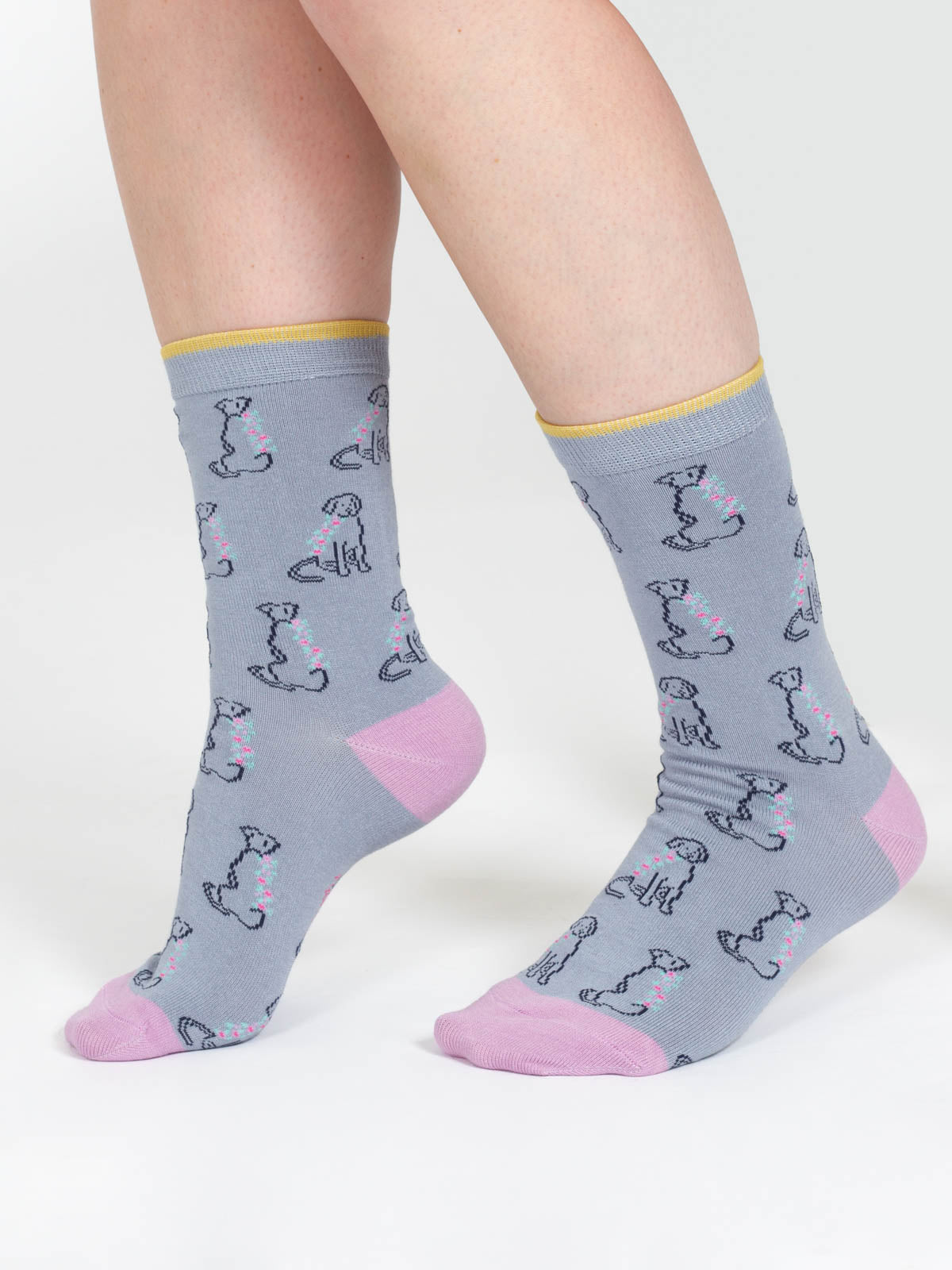 Outline Animal Bamboo Socks - Light Blue Dog