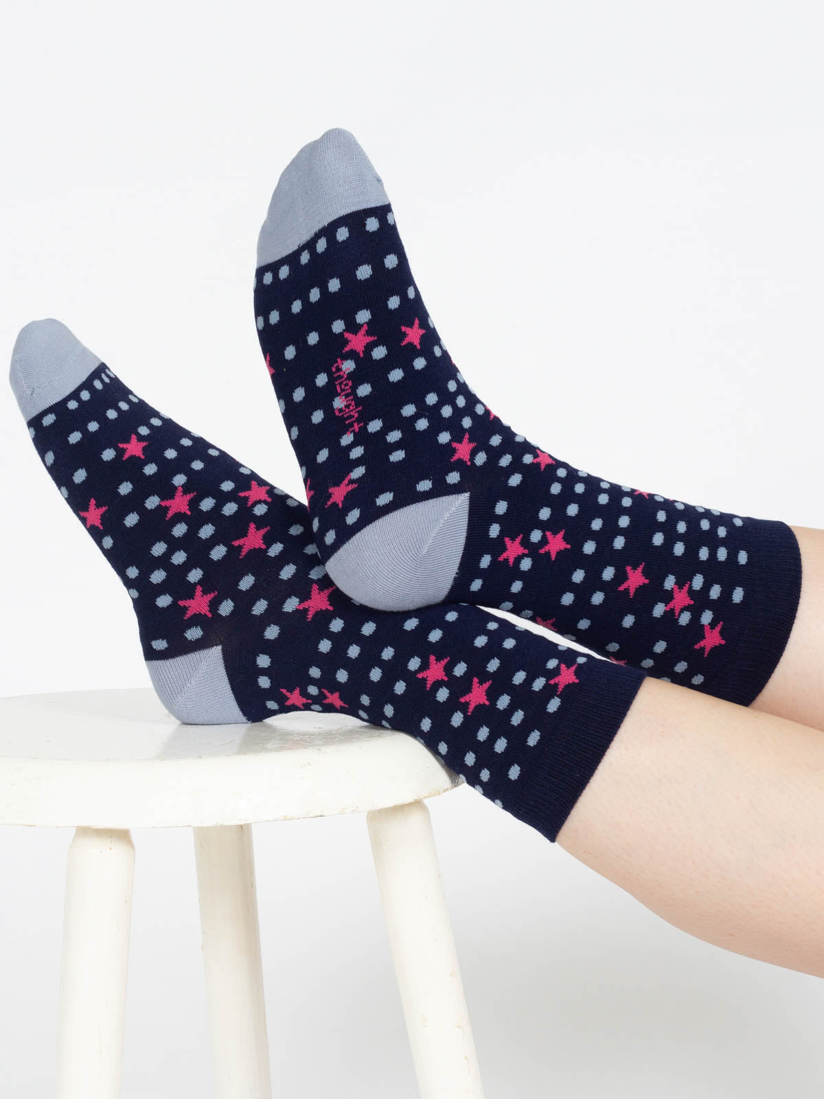 Mixed Shape Bamboo Socks - Navy/Blue Star