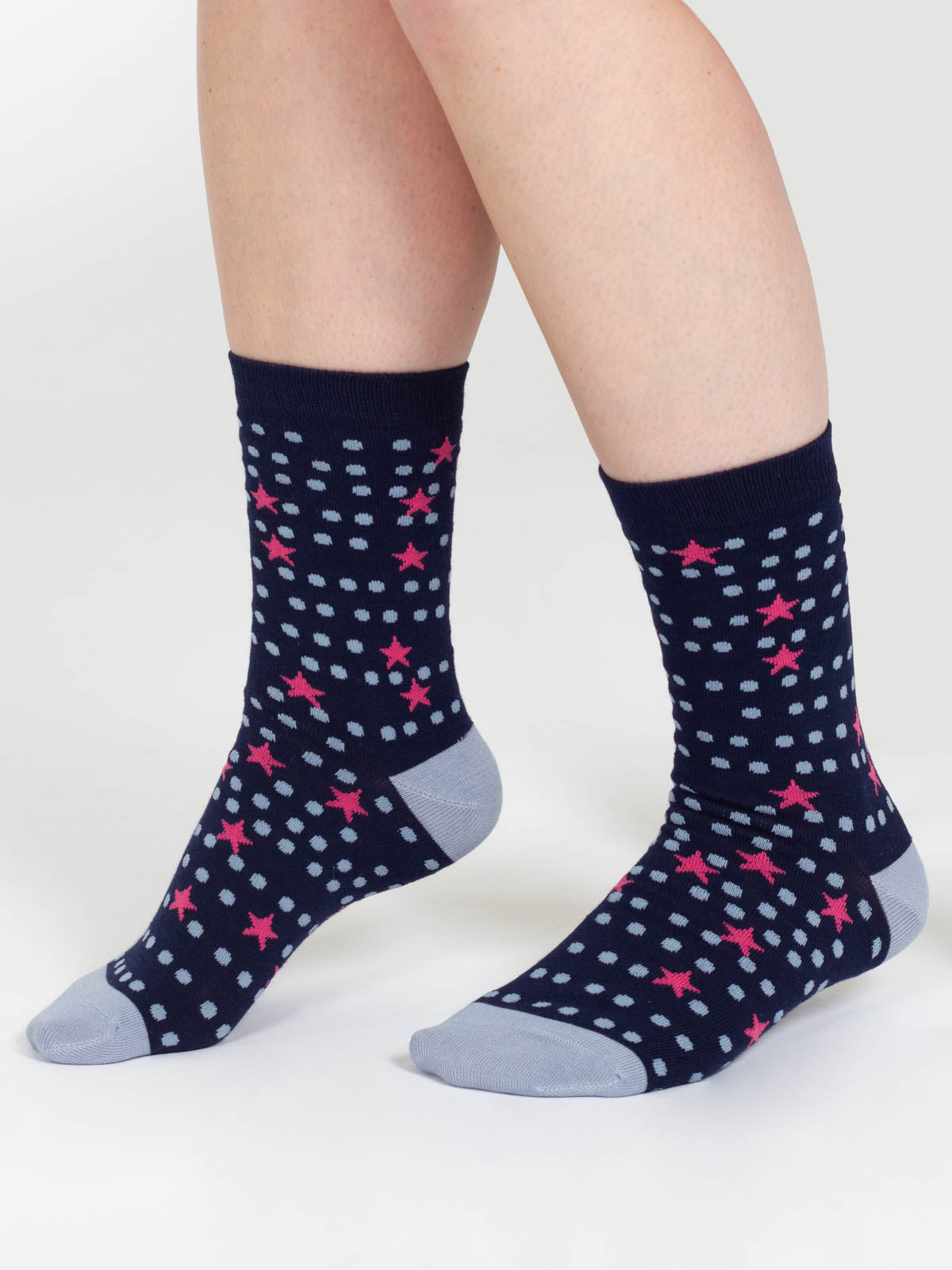 Mixed Shape Bamboo Socks - Navy/Blue Star