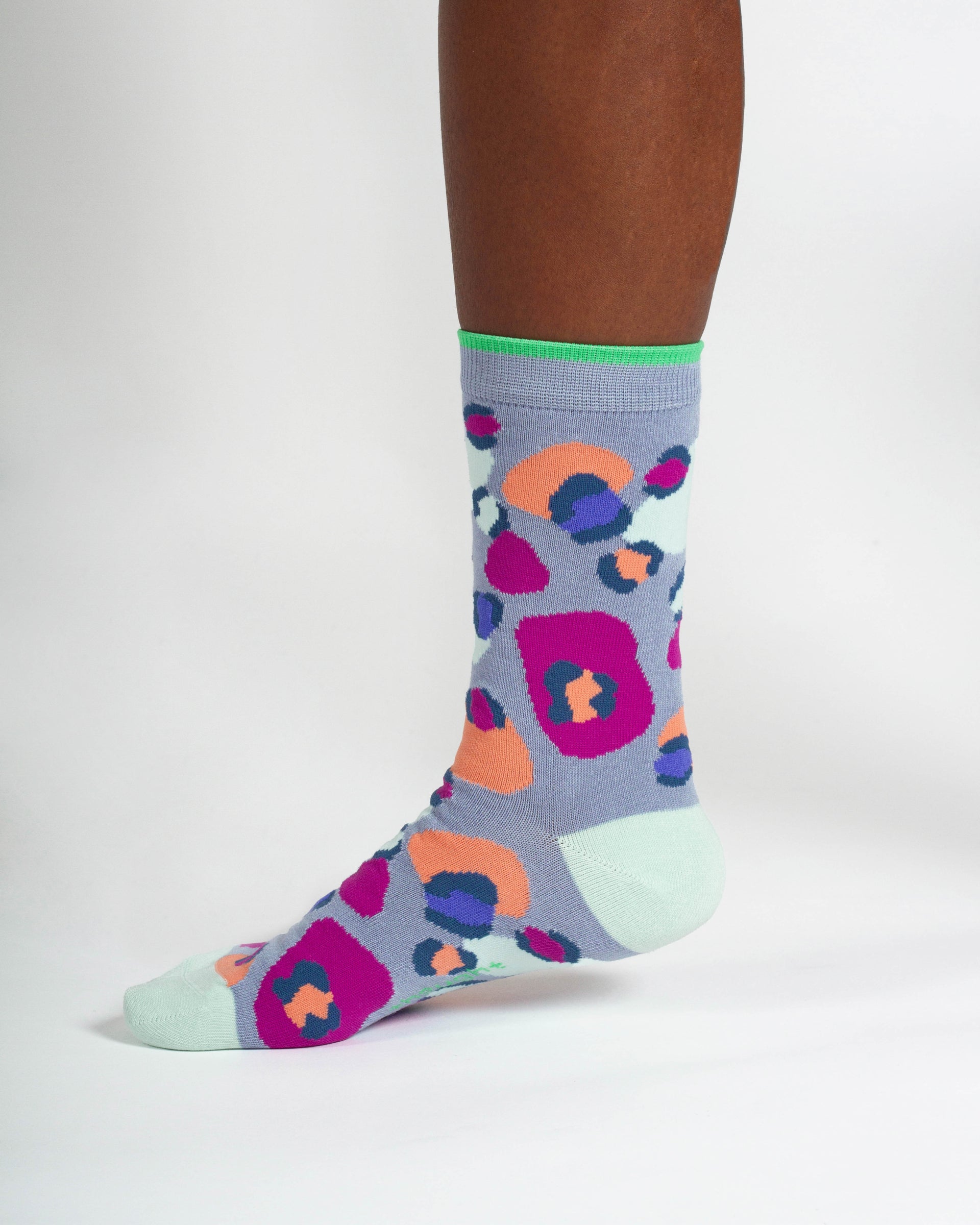Multi Leopard Print Organic Cotton Socks - Light Blue