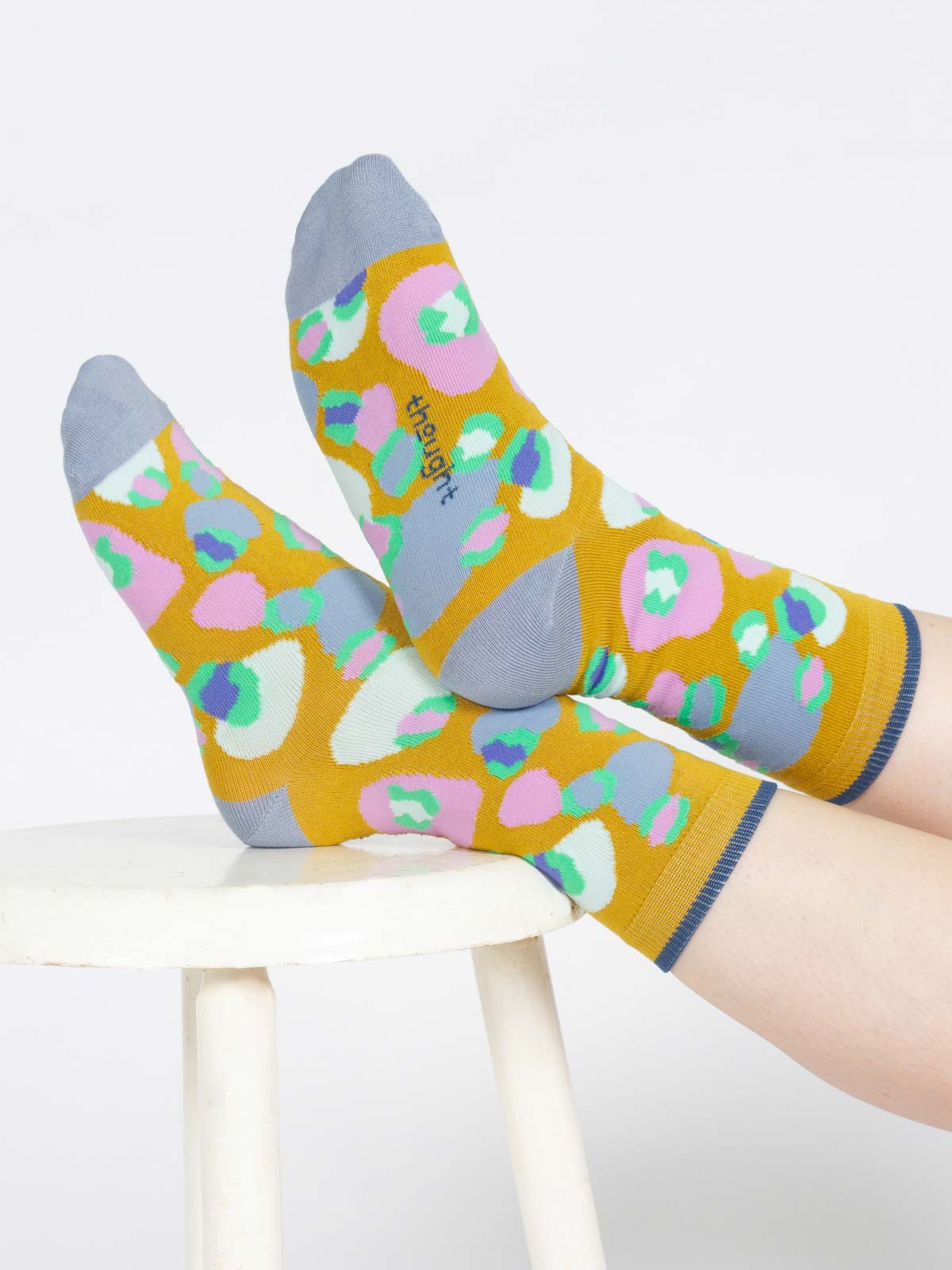 Multi Leopard Print Organic Cotton Socks - Yellow