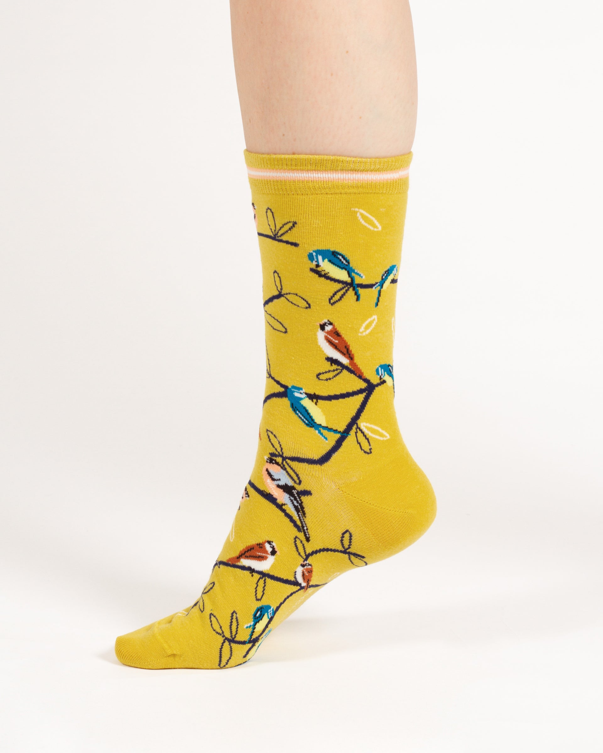 Multi Bird Organic Cotton Socks - Yellow