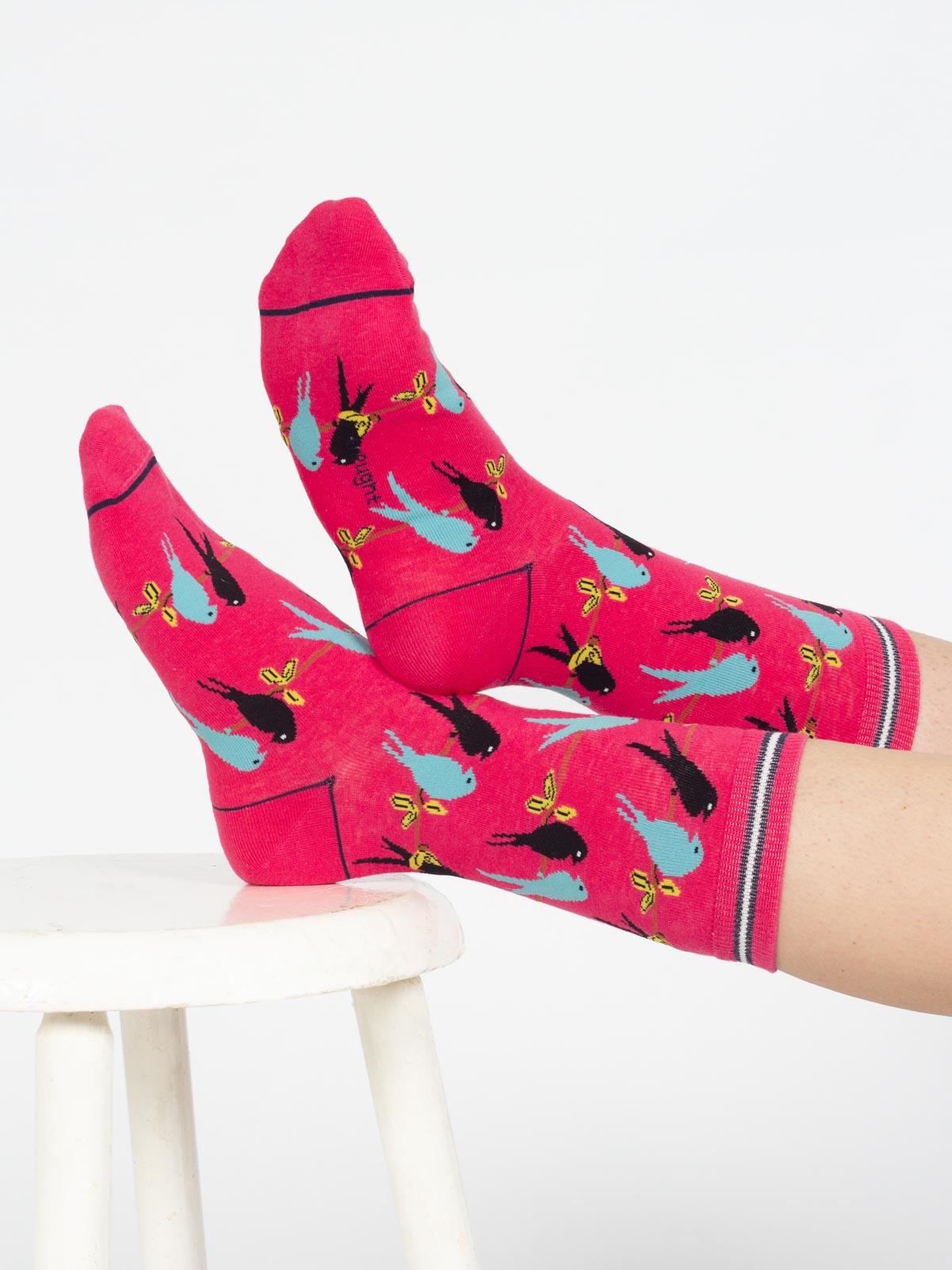 Lovebird Silhouette Organic Cotton Socks - Coral