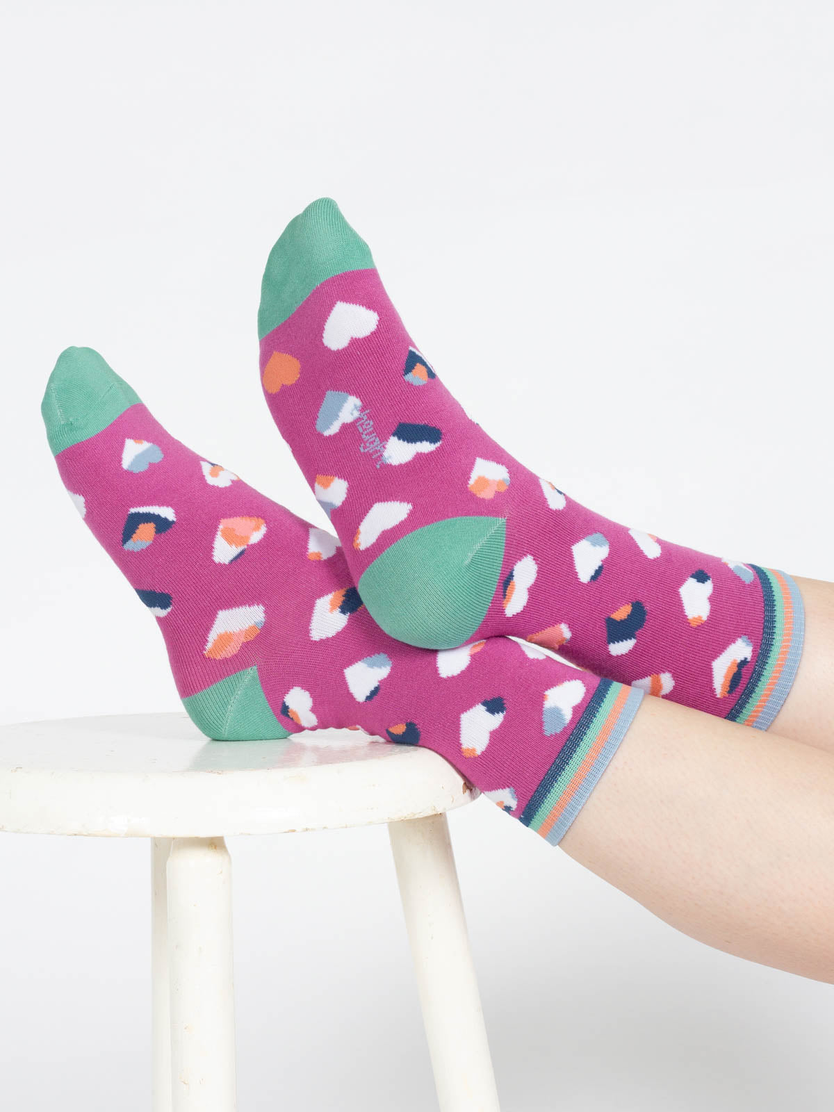 Leopard Heart Bamboo Socks - Purple