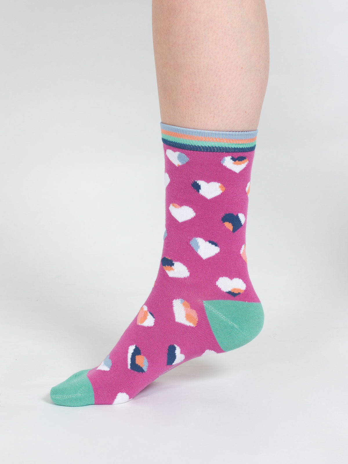 Leopard Heart Bamboo Socks - Purple