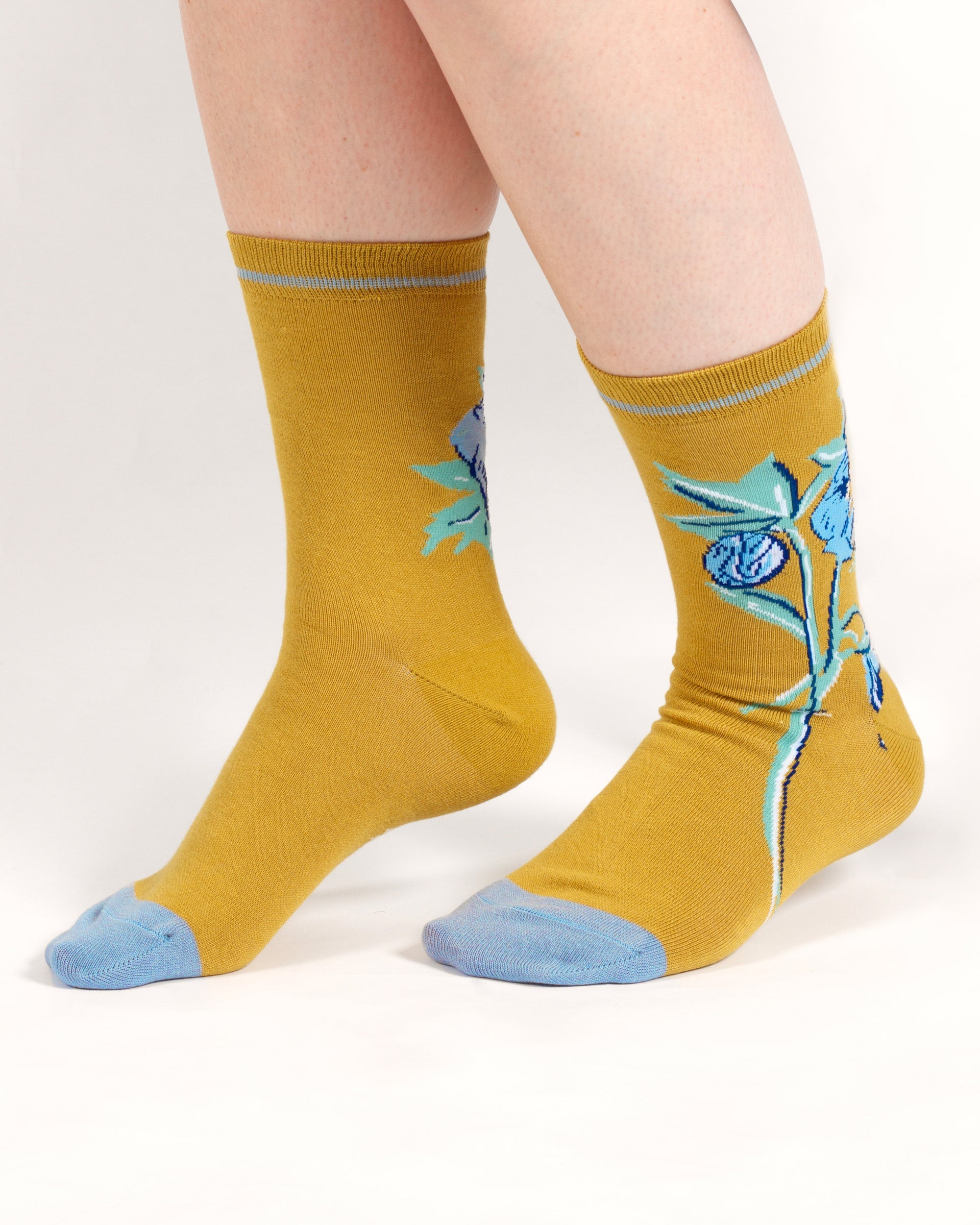 Oversized Floral Bamboo Socks - Yellow