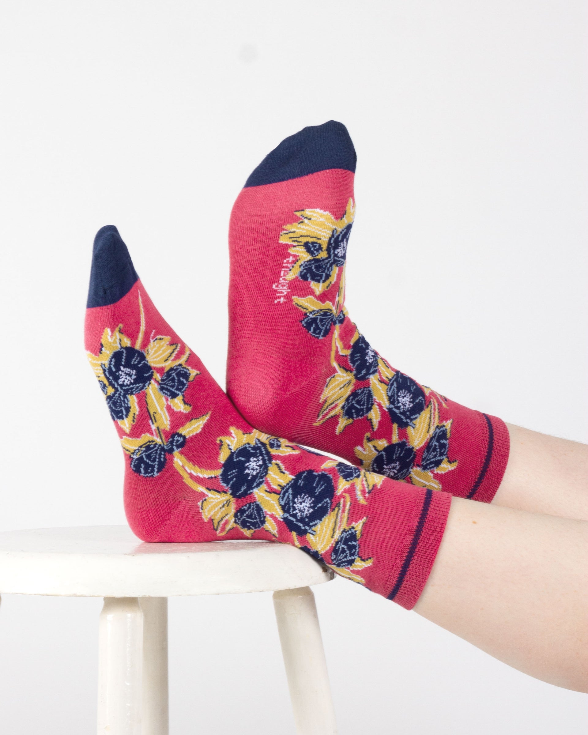 Climbing Floral Bamboo Socks - Coral