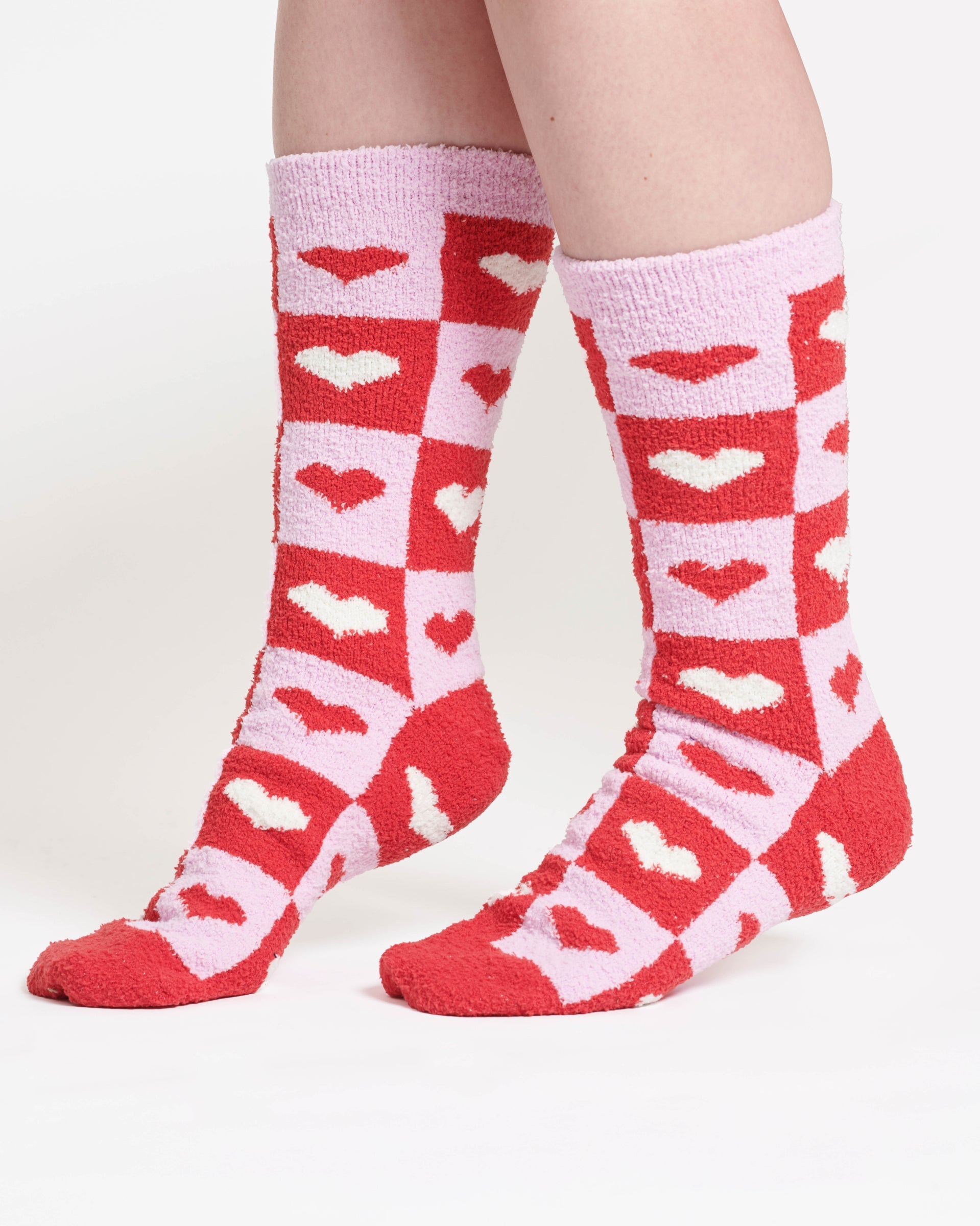 Mono Heart Recycled Polyester Socks - Multi Pink