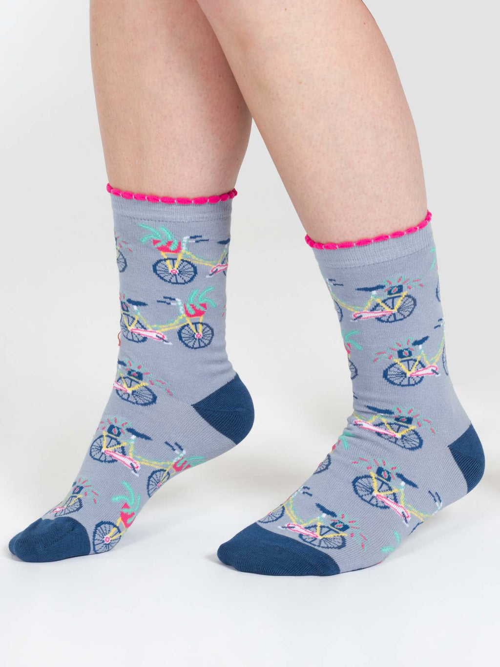 Fauna Basket Bicycle Bamboo Ankle Sock in a Box - Blue Multi