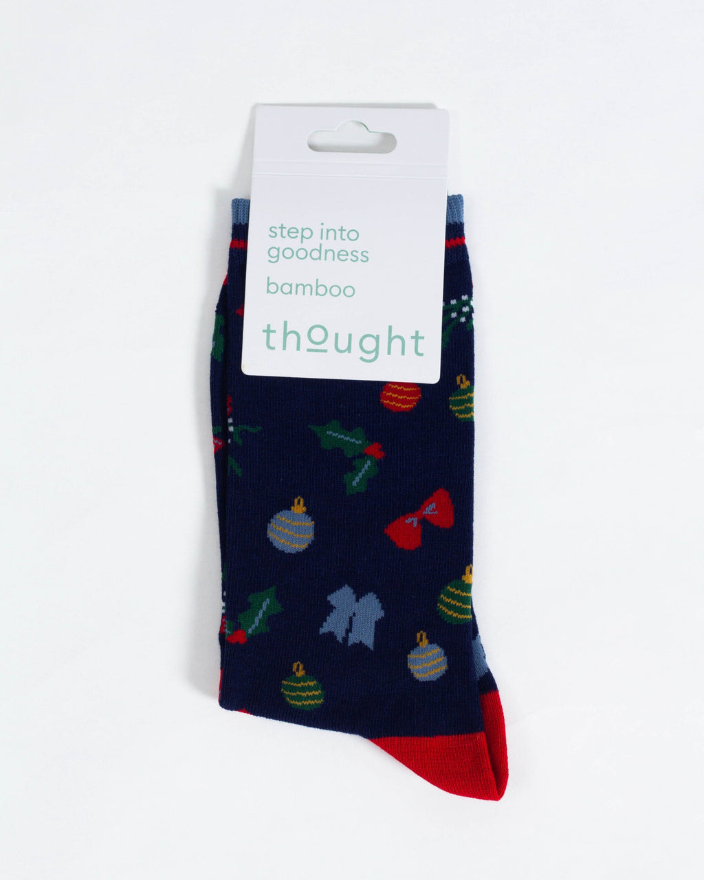 Christmas Bamboo Crew Socks - Navy Bauble