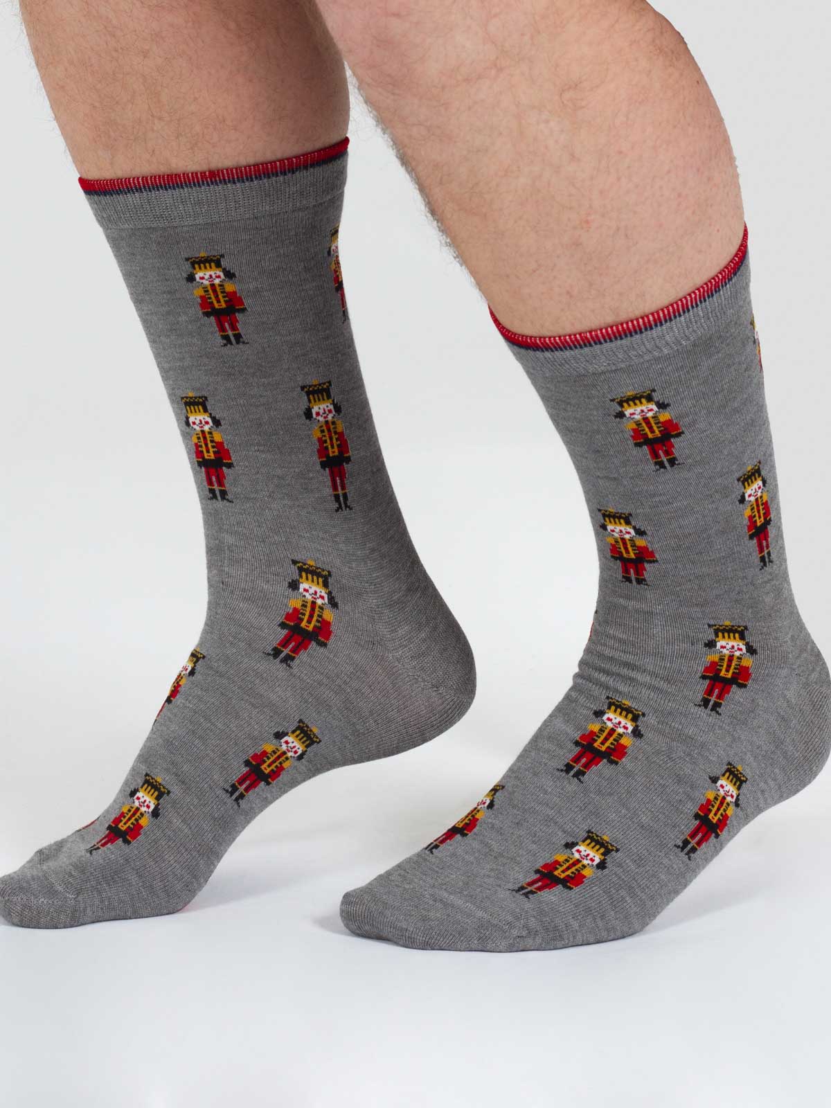 Christmas Nutcracker Bamboo Socks - Grey