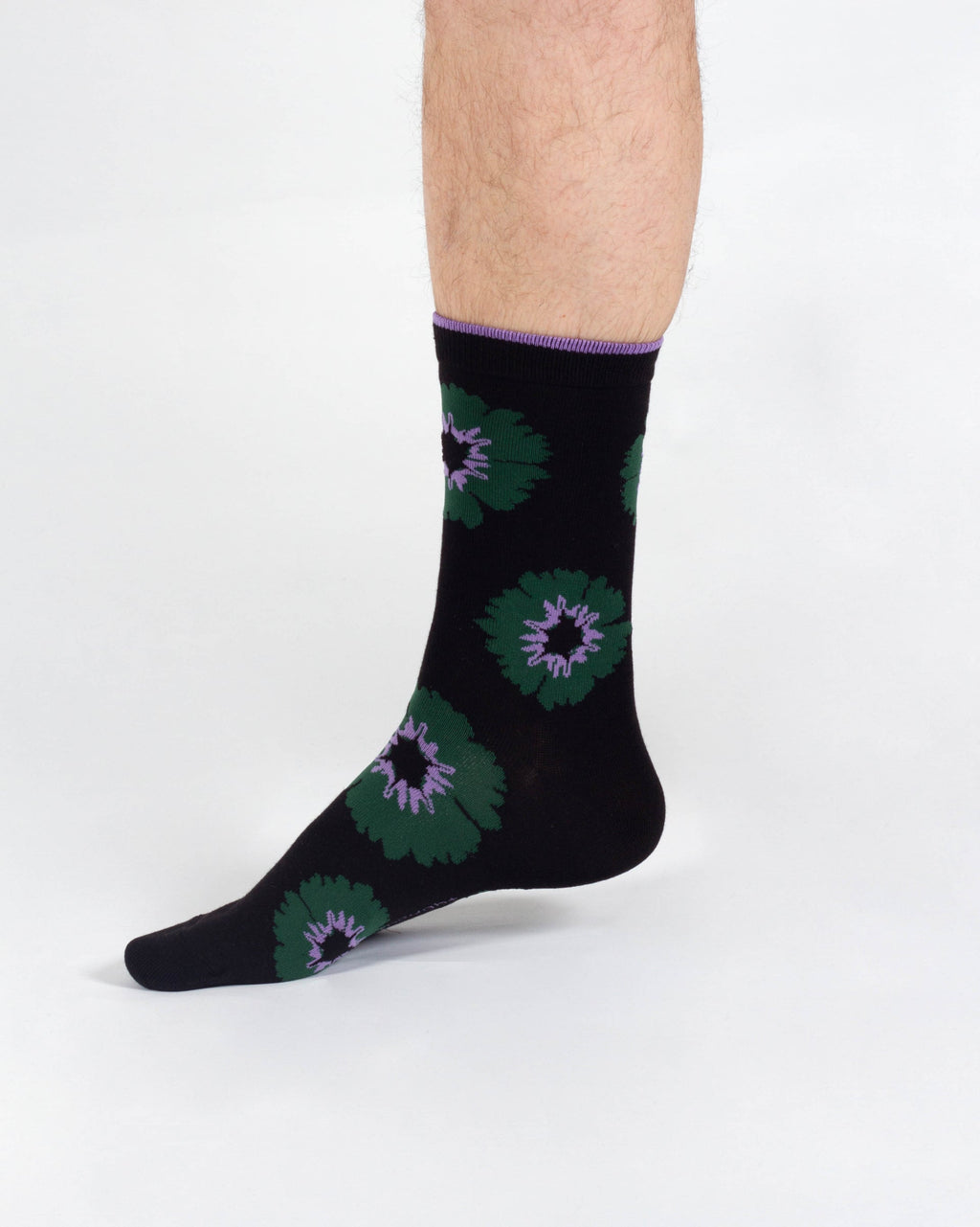 Flower Power Bamboo Crew Socks - Black