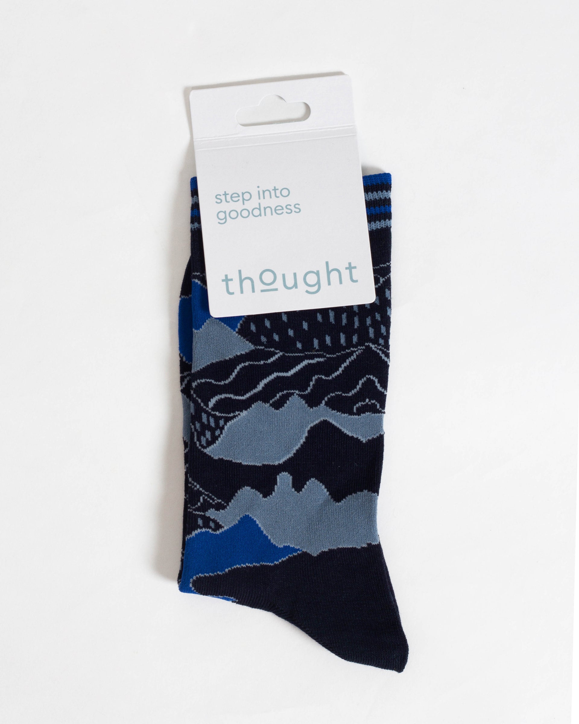 Mountain Range Bamboo Crew Socks - Blue/Abstract