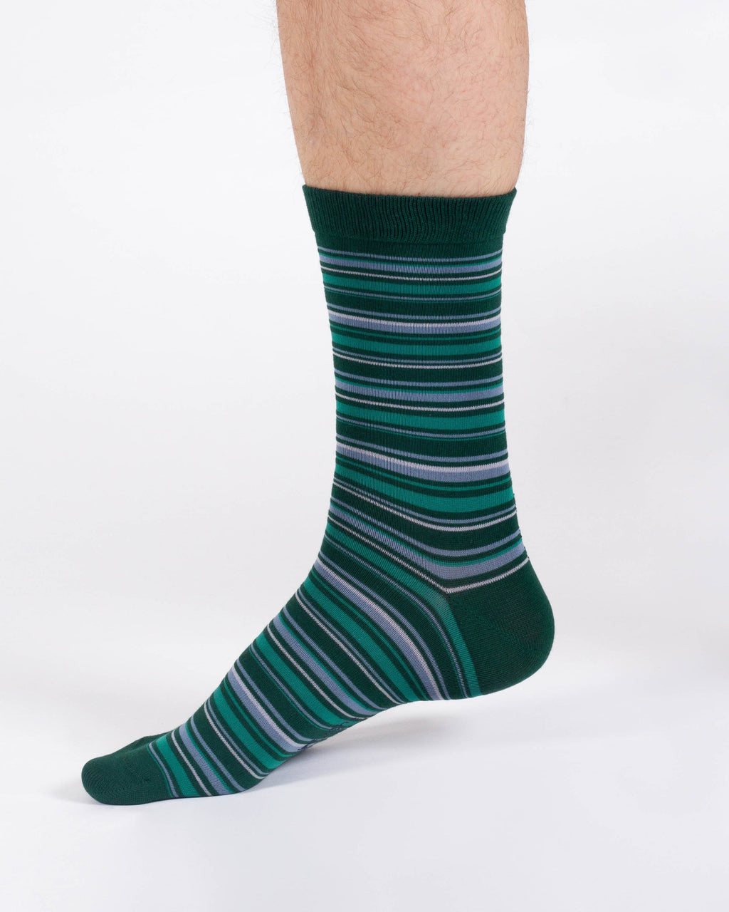 Multi Stripe Bamboo Crew Socks - Green/Blue
