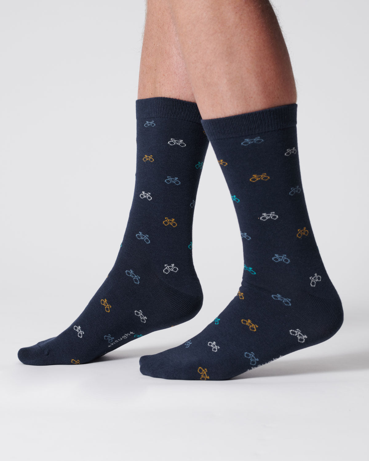 Mens Small Bike Bamboo Socks - Indigo Blue