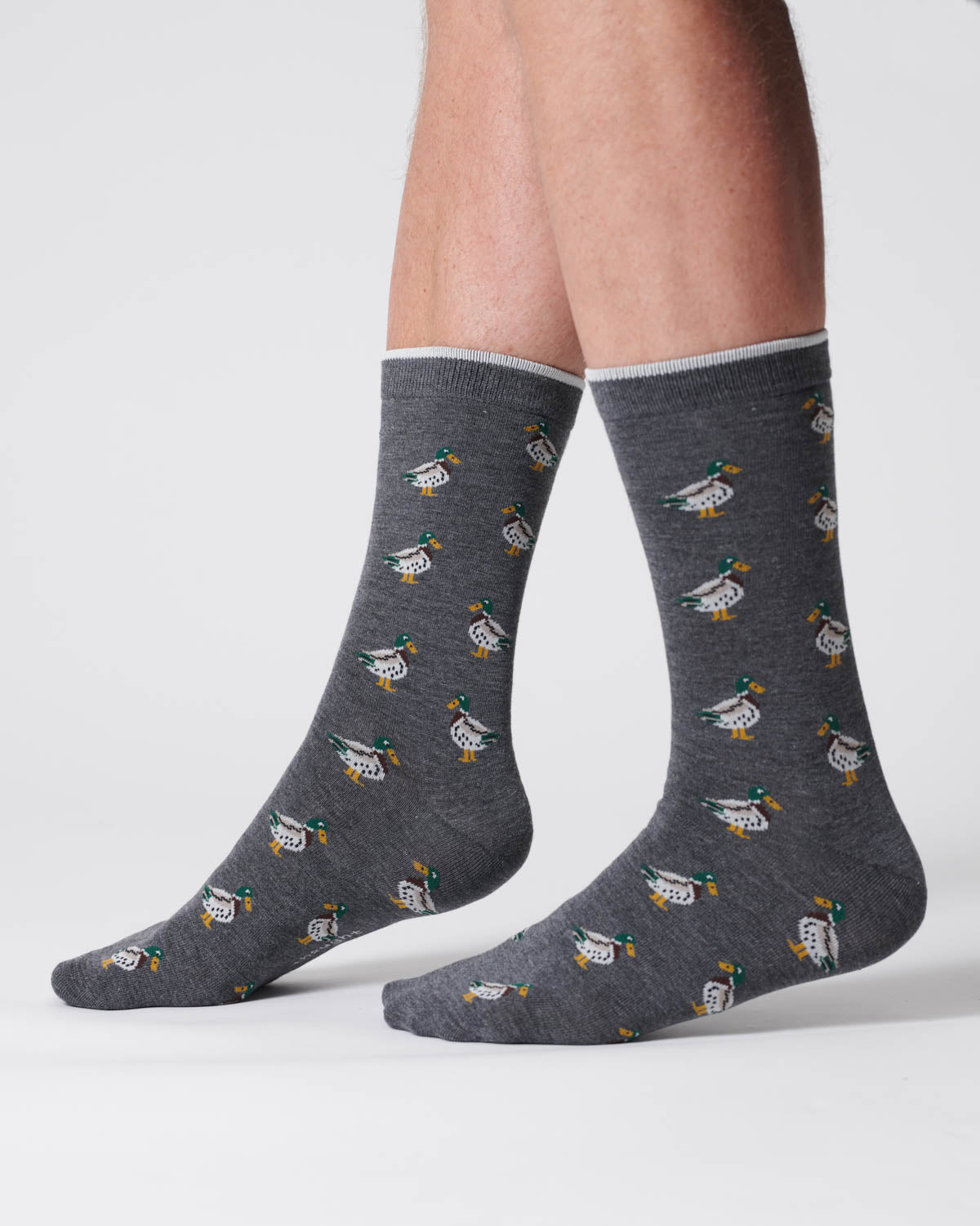 Mens Duck Organic Cotton Socks - Dark Grey Marl