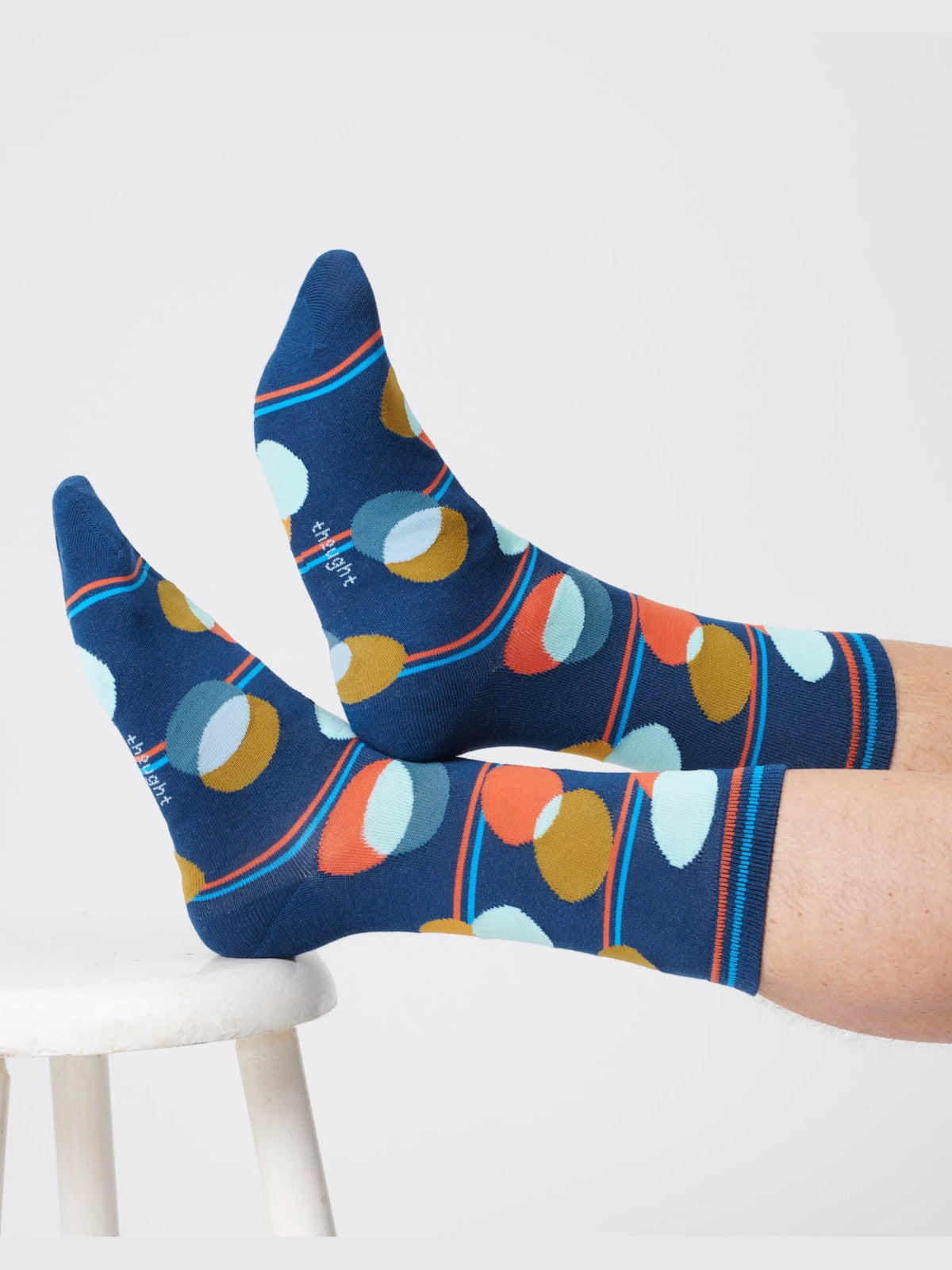 Mens Spot Stripe Bamboo Socks - Mineral Blue