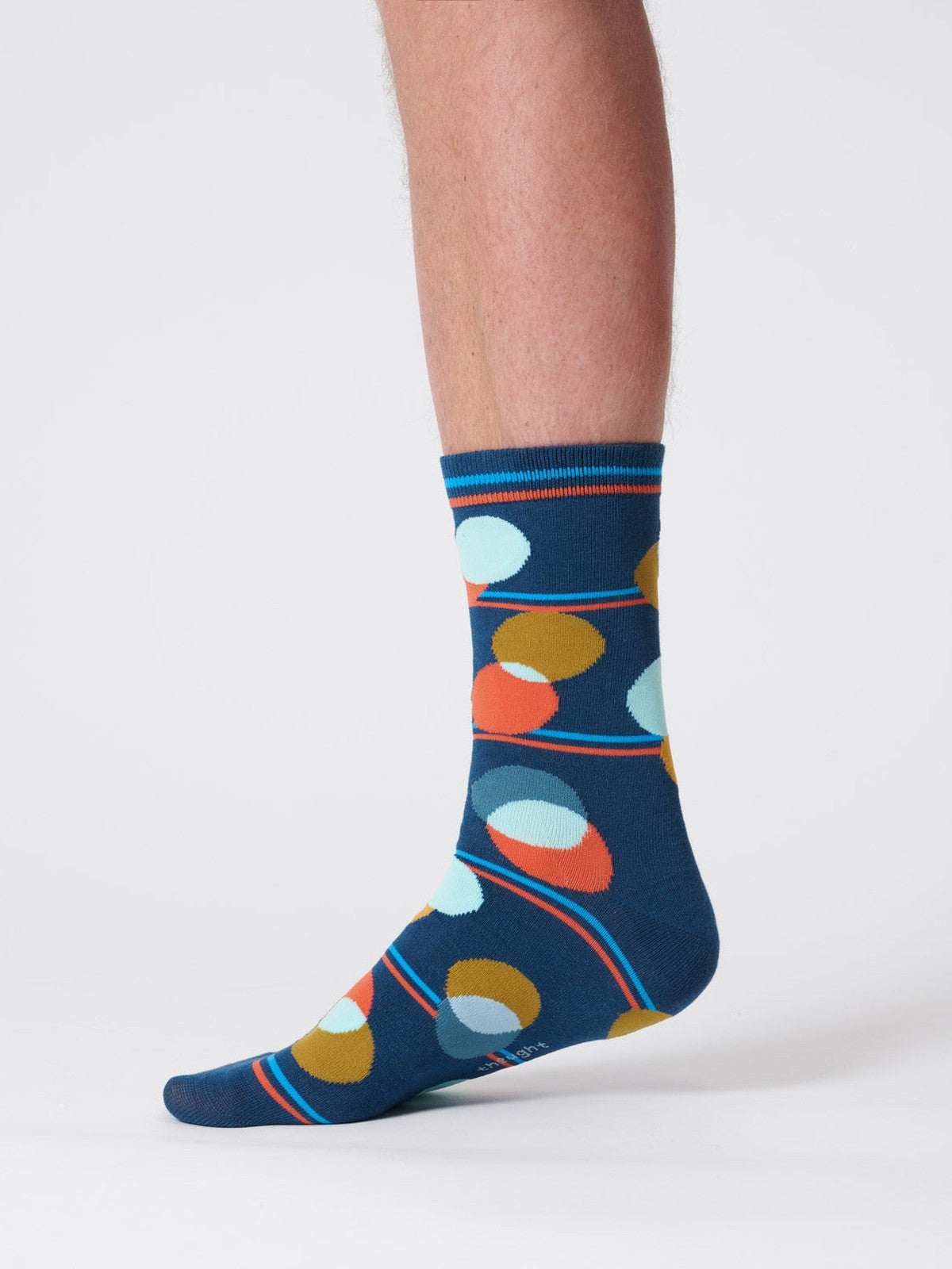 Mens Spot Stripe Bamboo Socks - Mineral Blue