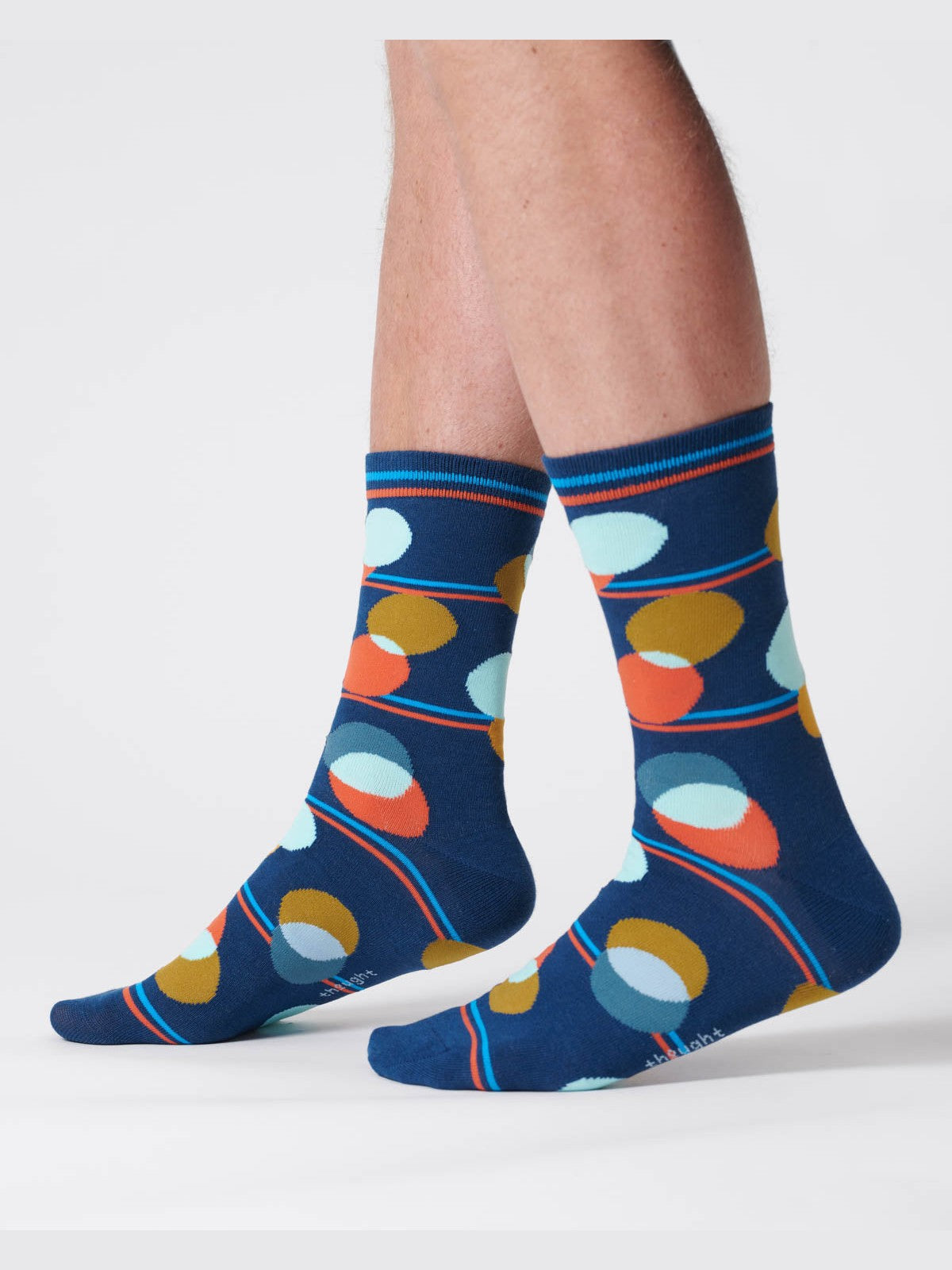 Mens Spot Stripe Bamboo Socks - Mineral Blue