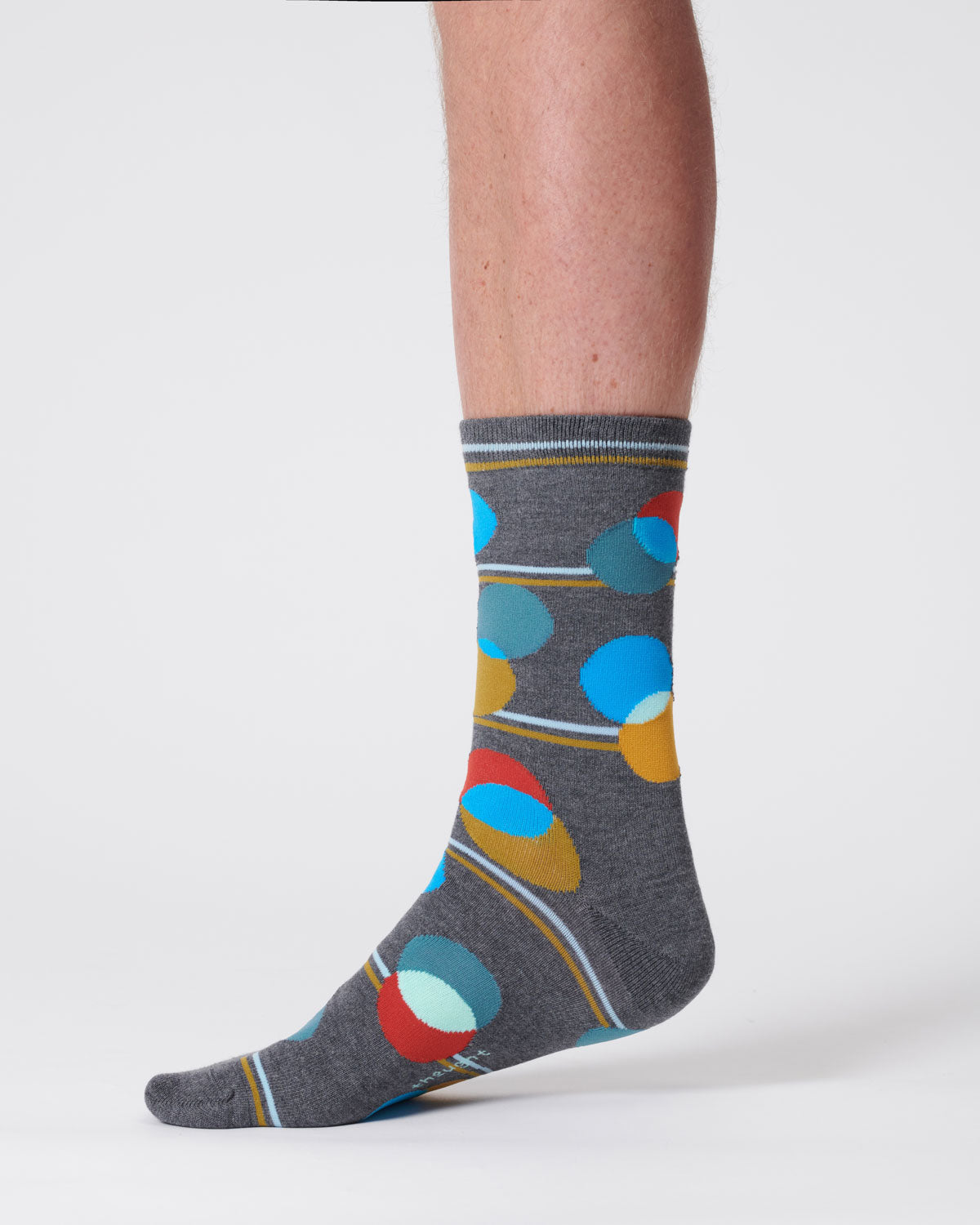 Mens Spot Stripe Bamboo Socks - Dark Grey Marl