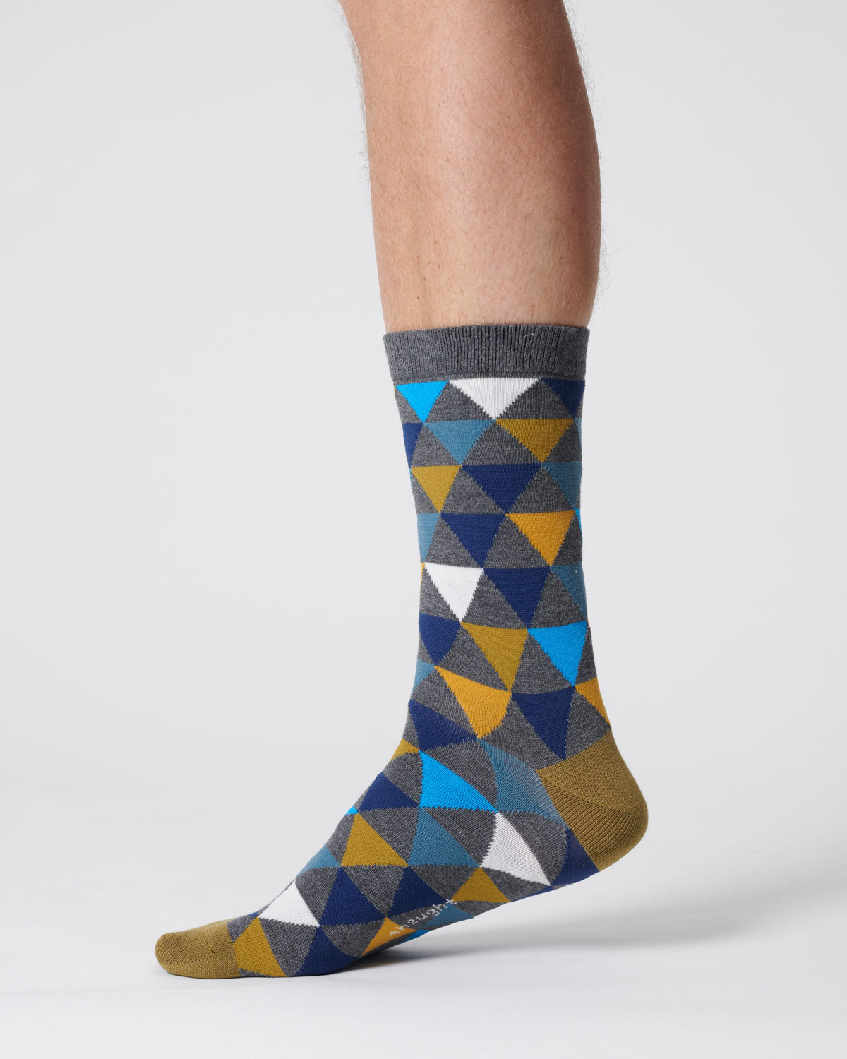 Mens Geo Triangle Bamboo Socks - Dark Grey Marl
