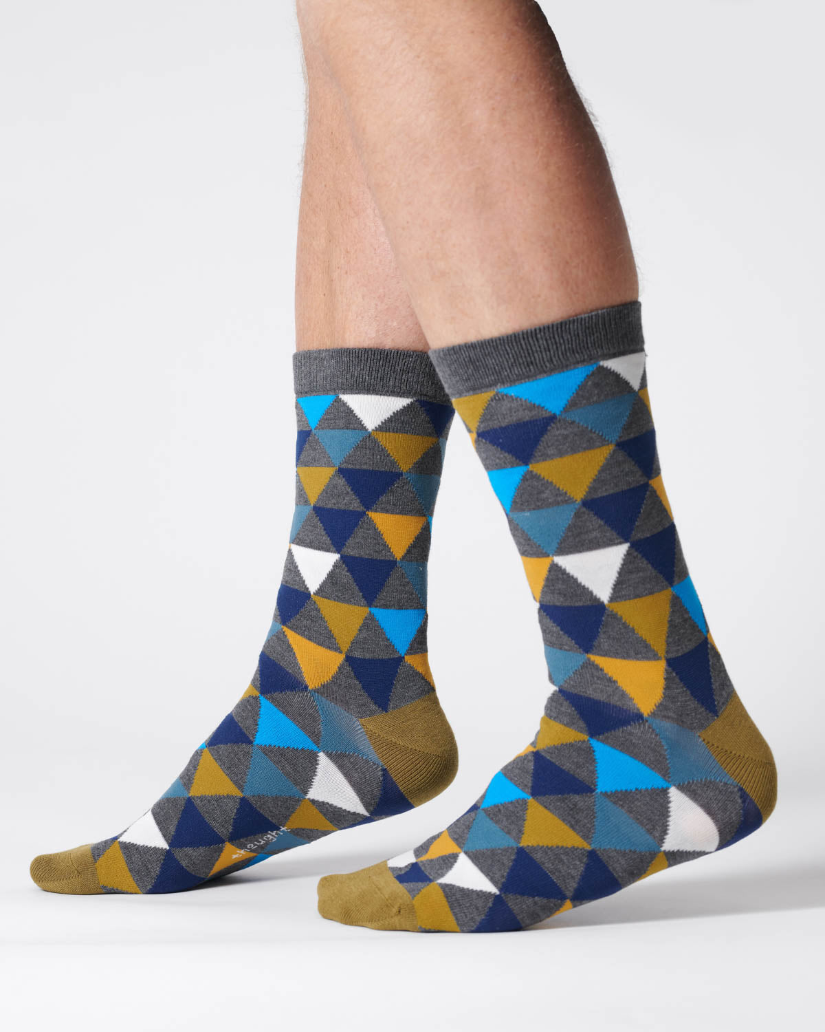 Mens Geo Triangle Bamboo Socks - Dark Grey Marl